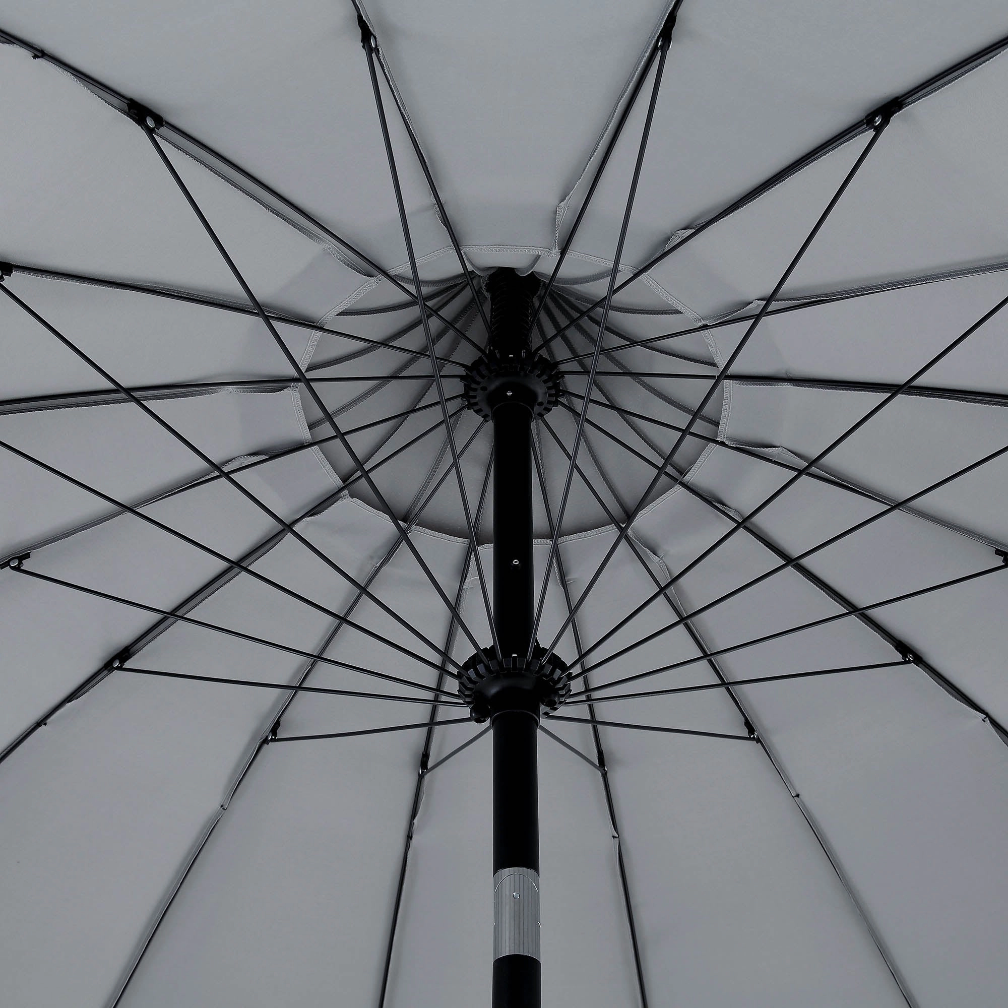 Hacienda 2.4M Light Grey Beaded Carousel Garden Parasol with Fringe Tassels and Aluminium Tilt