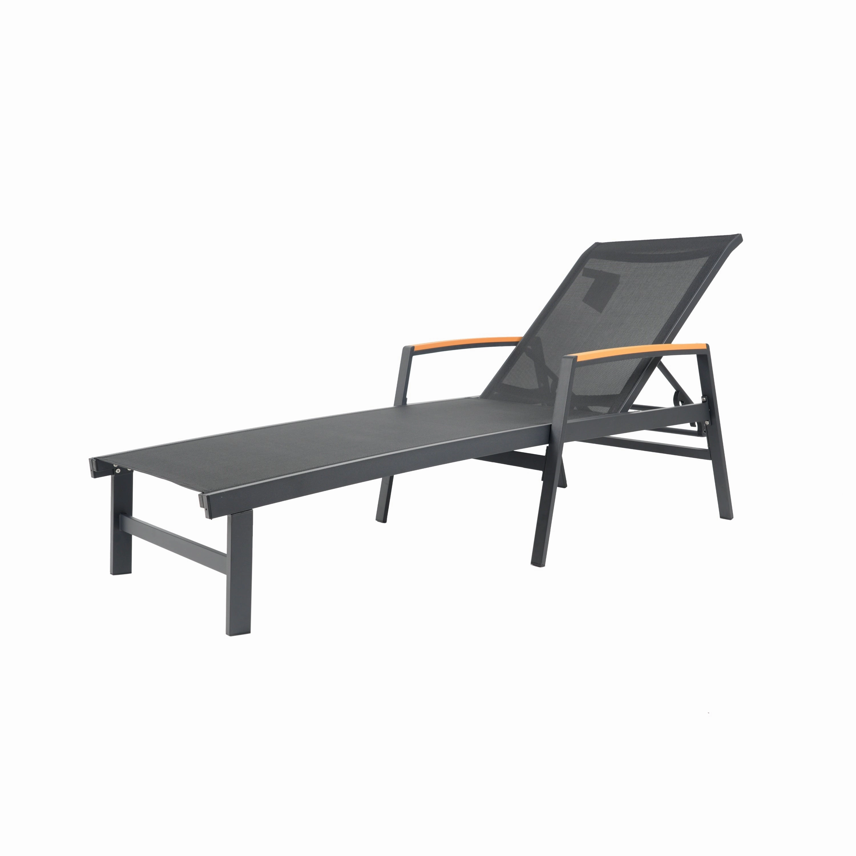 Halload Outdoor Modern Gray Mesh Chaise Lounge