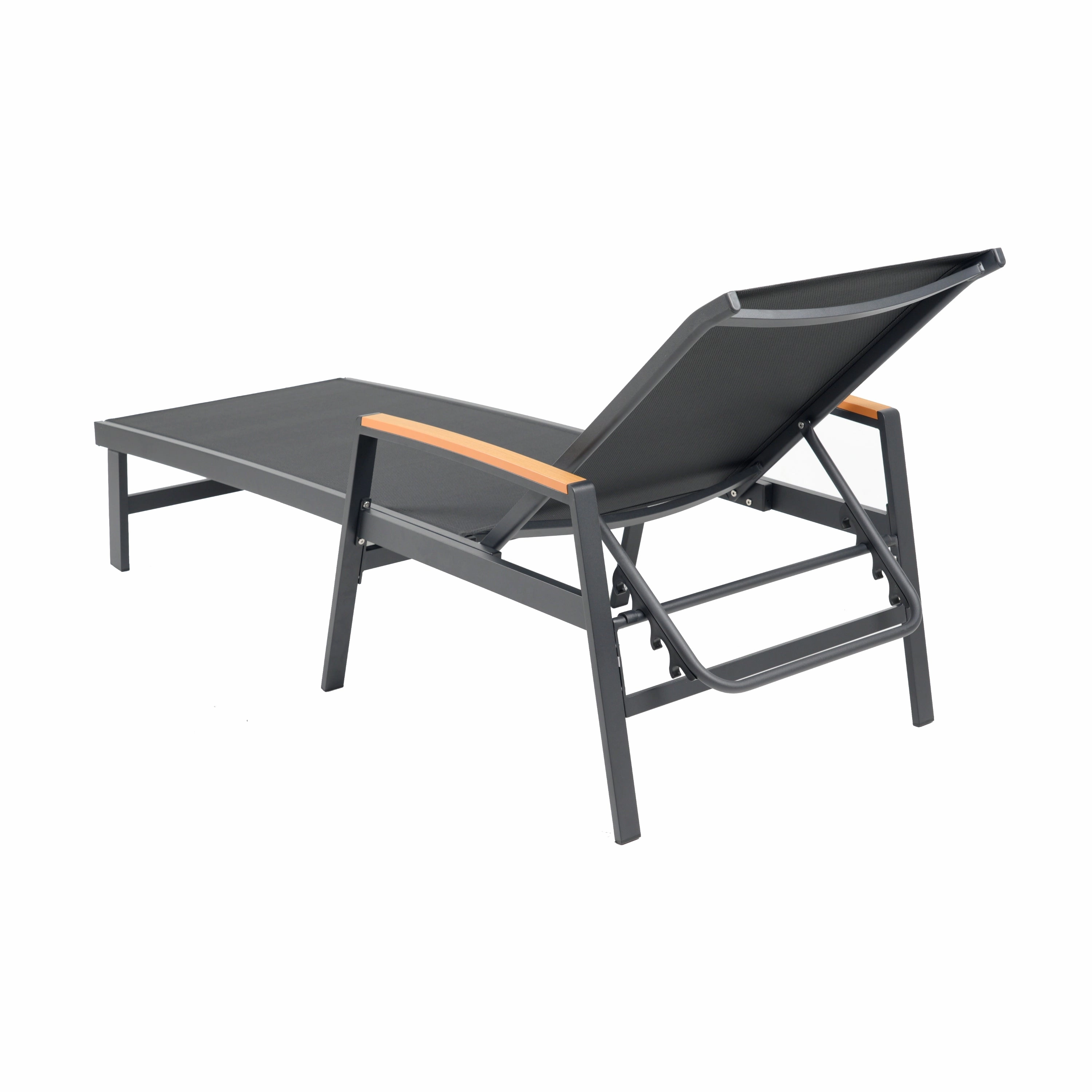 Halload Outdoor Modern Gray Mesh Chaise Lounge