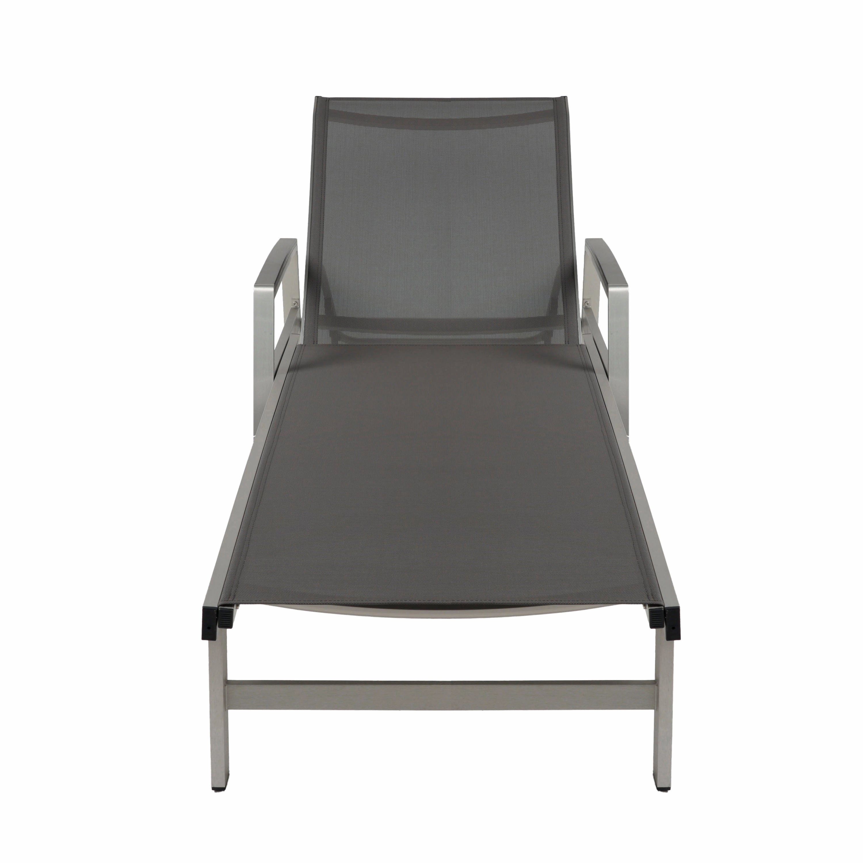 Halload Outdoor Modern Gray Mesh Chaise Lounge
