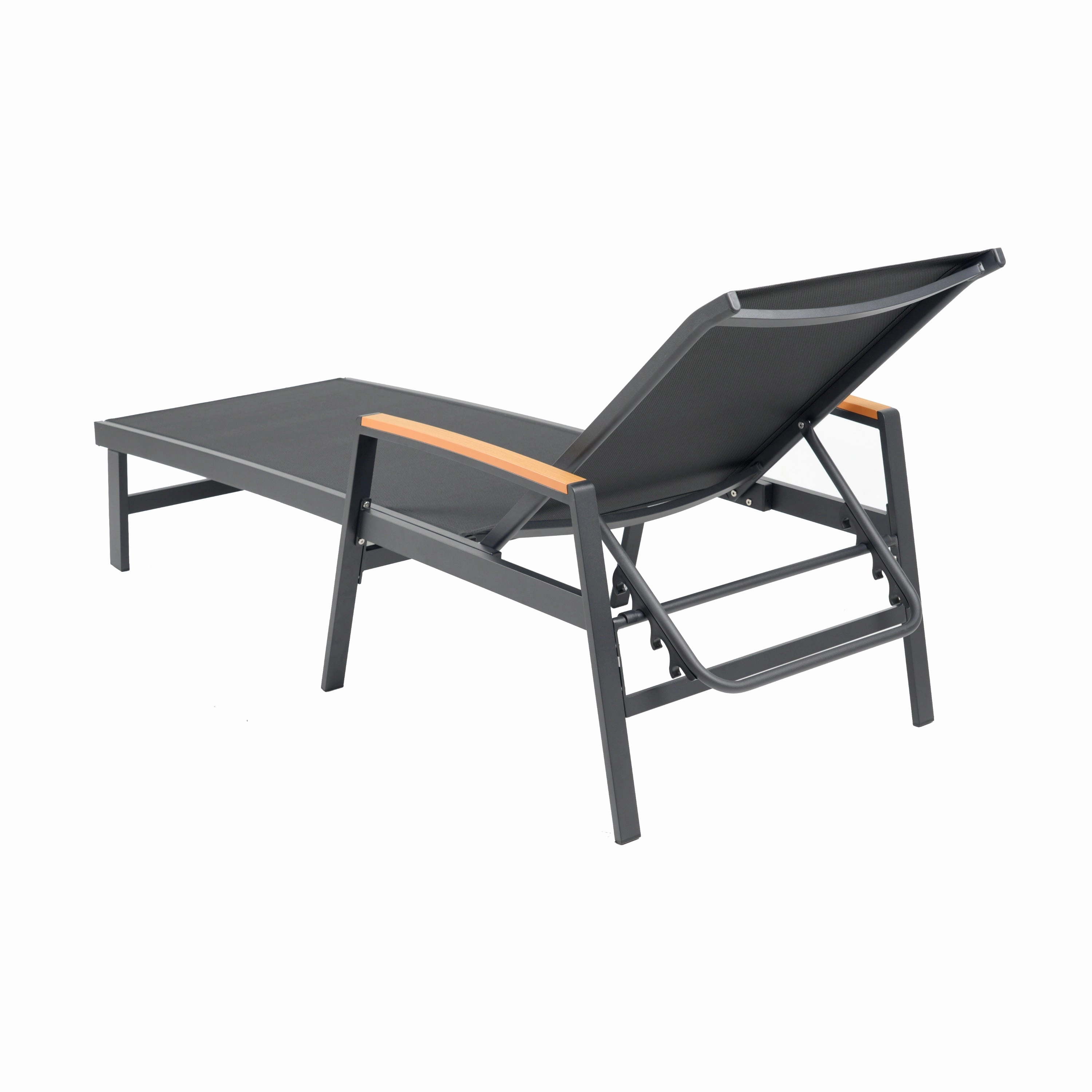 Halload Outdoor Modern Gray Mesh Chaise Lounge