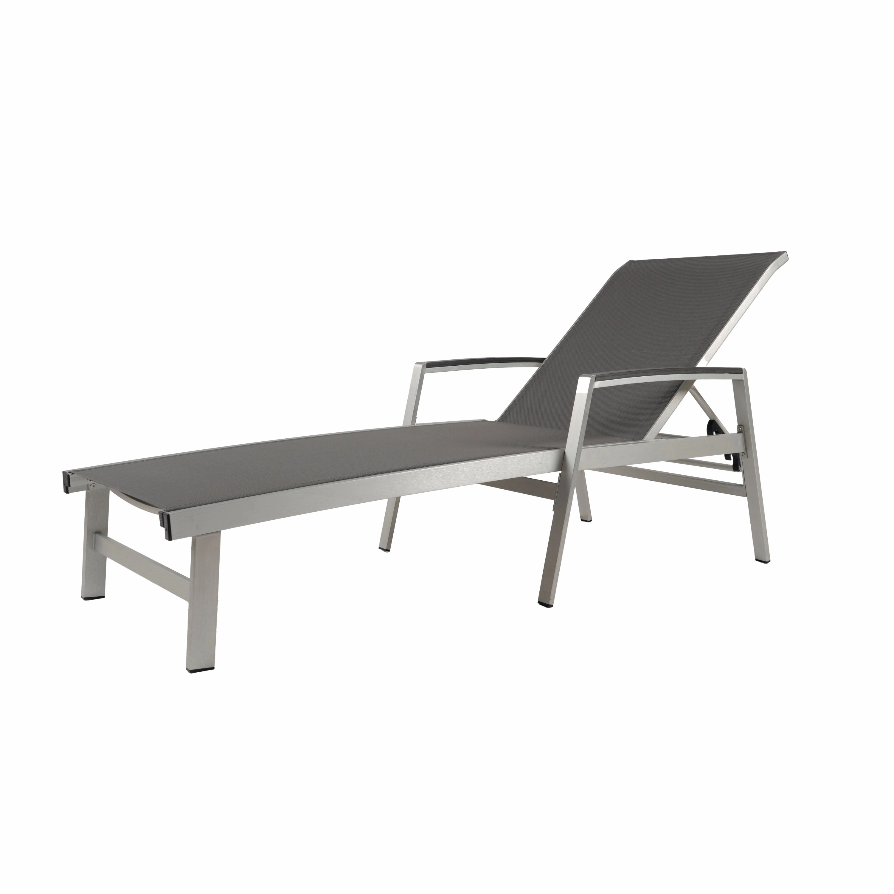 Halload Outdoor Modern Gray Mesh Chaise Lounge