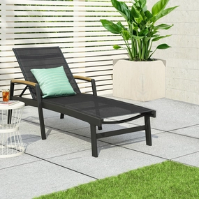 Halload Outdoor Modern Gray Mesh Chaise Lounge patio umbrella, gazebo
