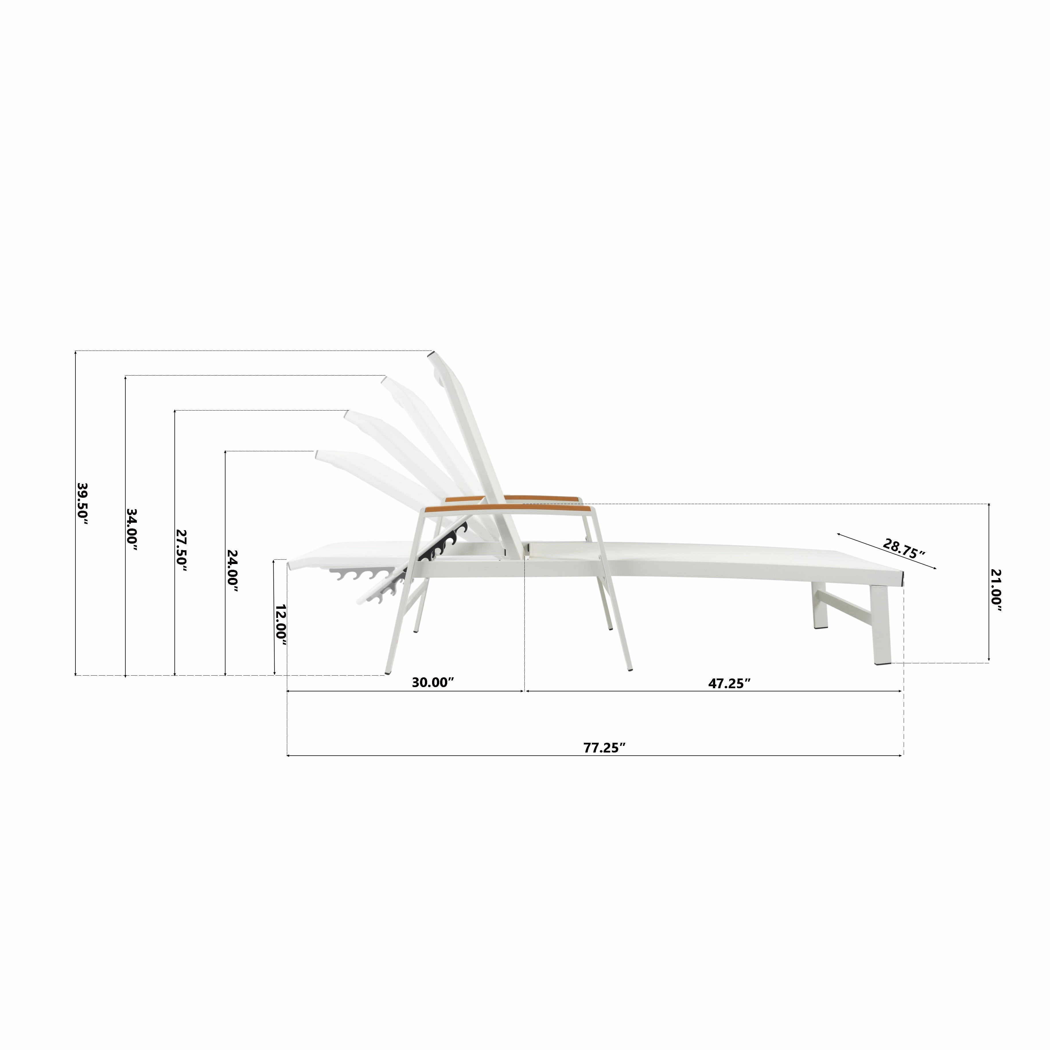 Halload Outdoor Modern Gray Mesh Chaise Lounge
