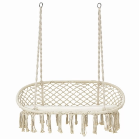 Hammock Chair 2 Seat, Macrame Hanging Chair with Cushion sectional sofa, corner couch