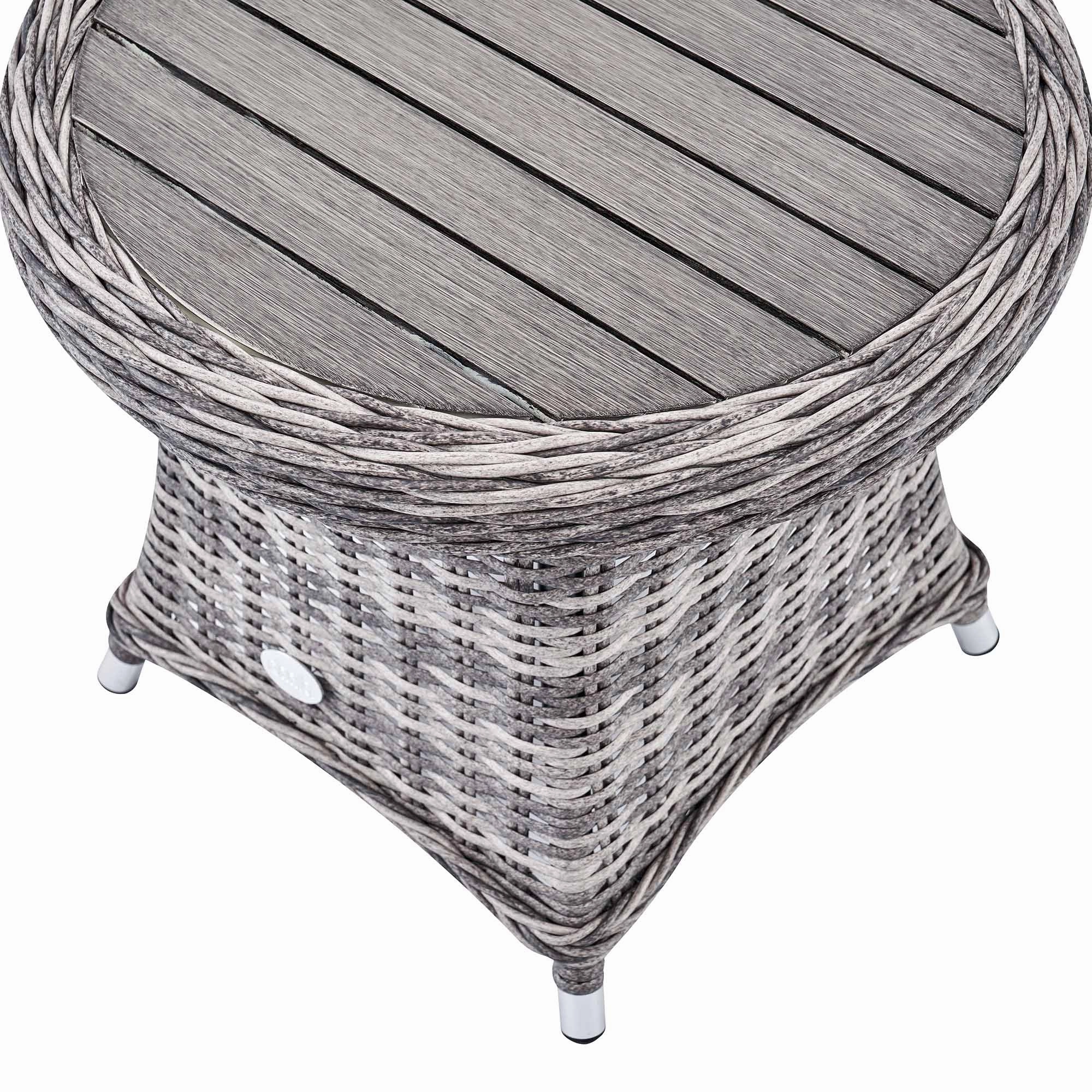 Hampshire 2-Seater Round Wicker Reclining Bistro Set with Stools, Light Grey