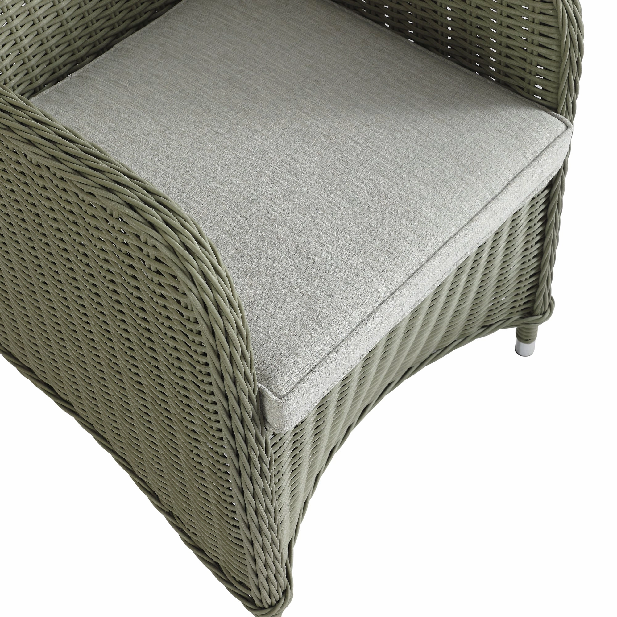 Hampshire 4-Seater Round Wicker Rattan Dining Set, Desert Sage