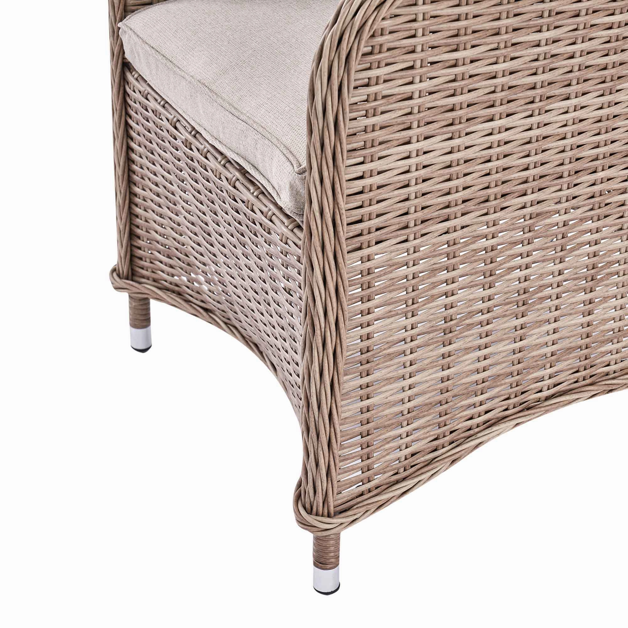 Hampshire 4-Seater Round Wicker Rattan Dining Set, Natural