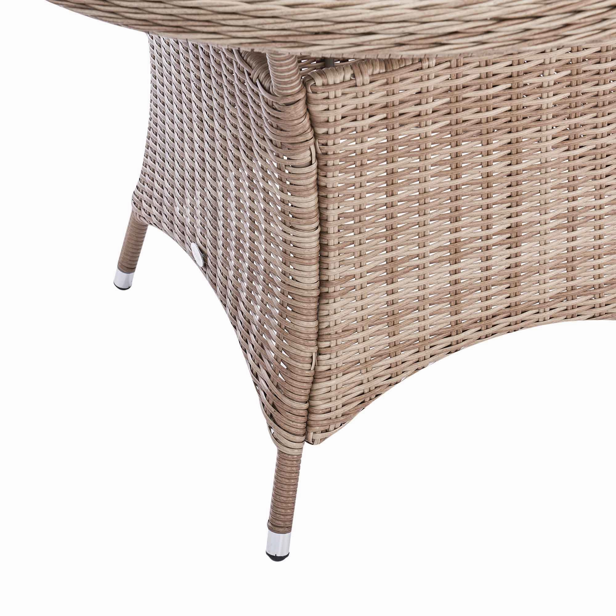 Hampshire 4-Seater Round Wicker Rattan Dining Set, Natural