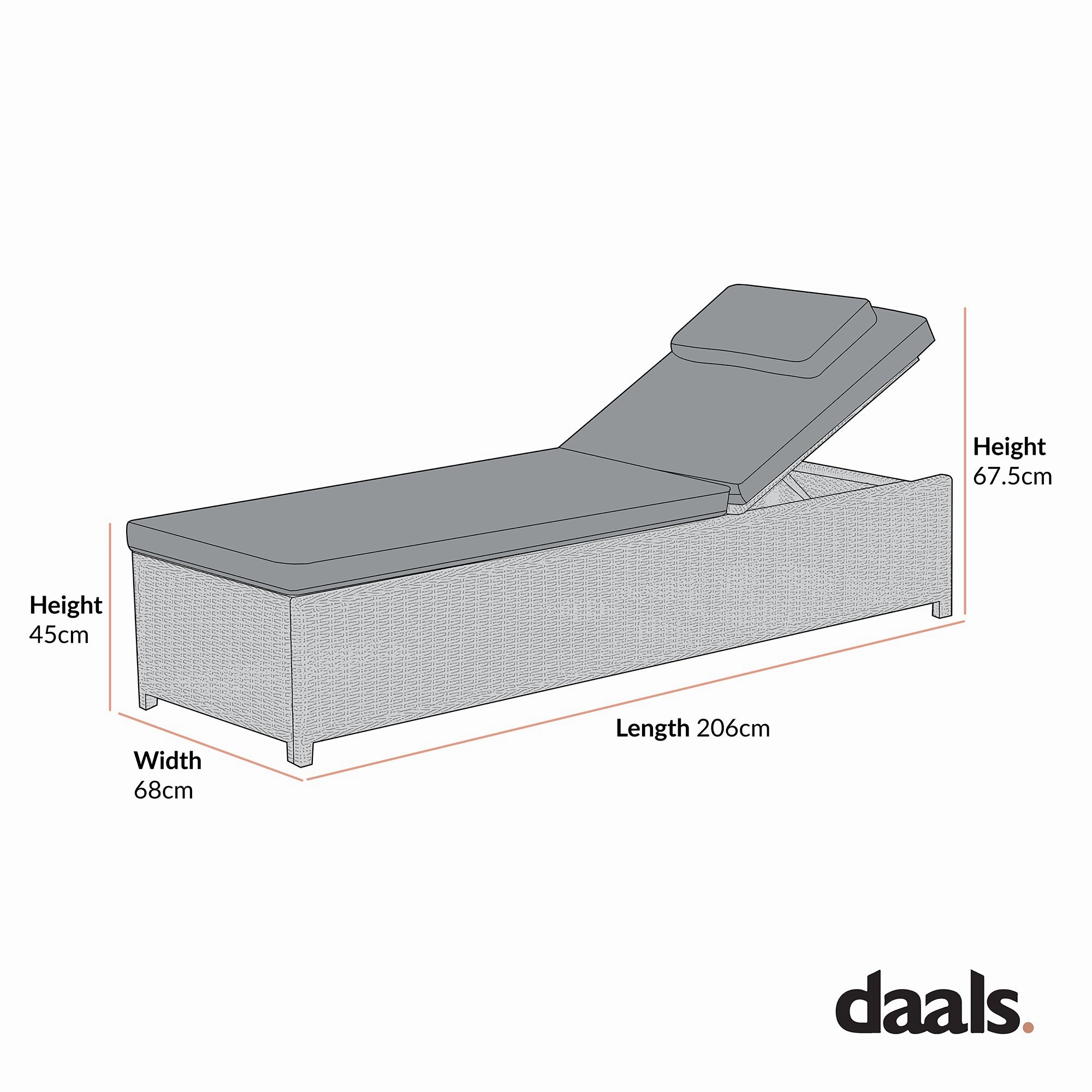 Hampshire Round Wicker Rattan Sun Lounger, Light Grey
