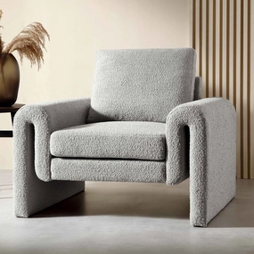 Hampstead Grey Boucle Curved Armchair