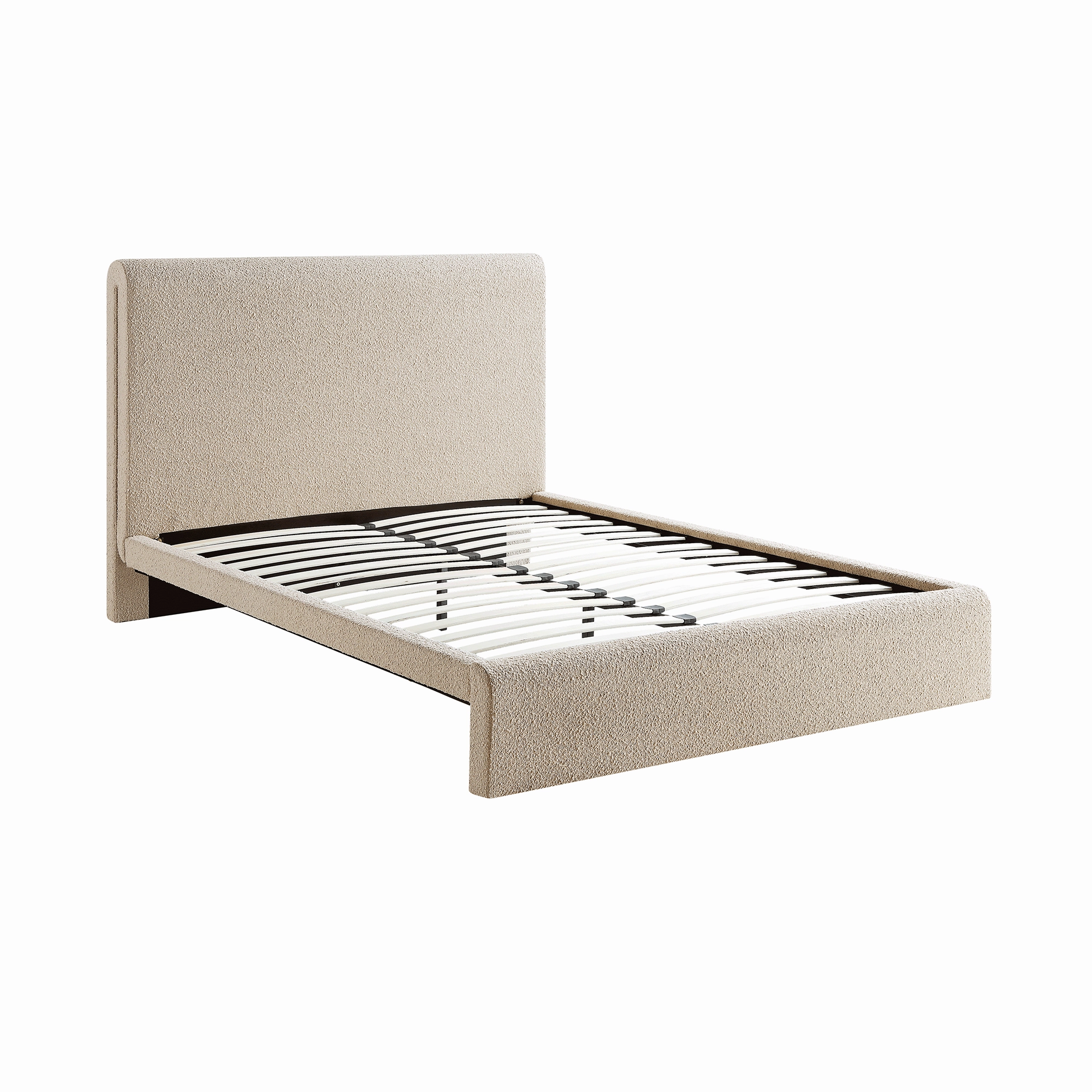 Hampstead Taupe Boucle Curved Bed with 4-Drawer Storage