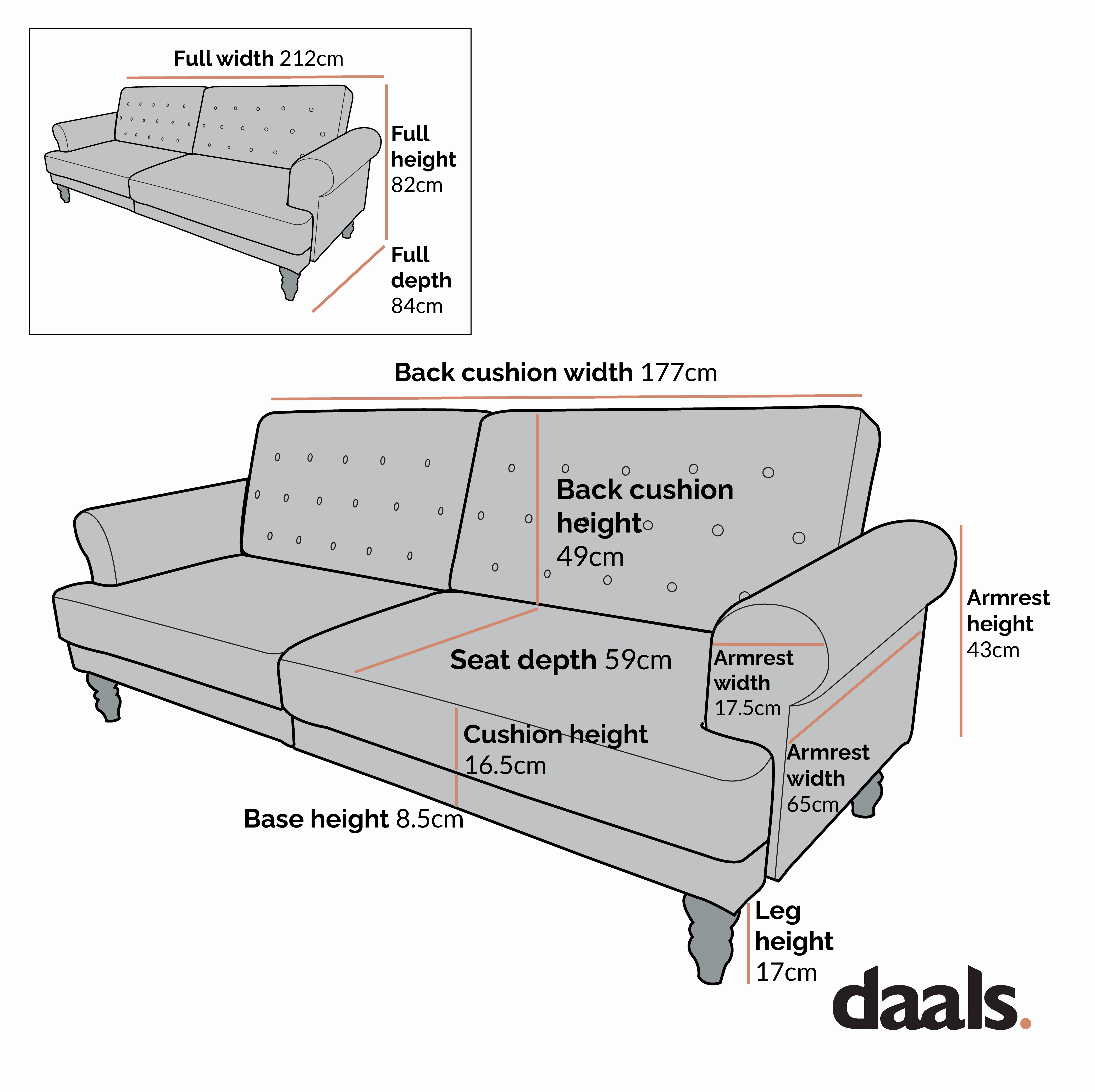 Hanney 3-Seater Chesterfield Sofabed in Grey Velvet