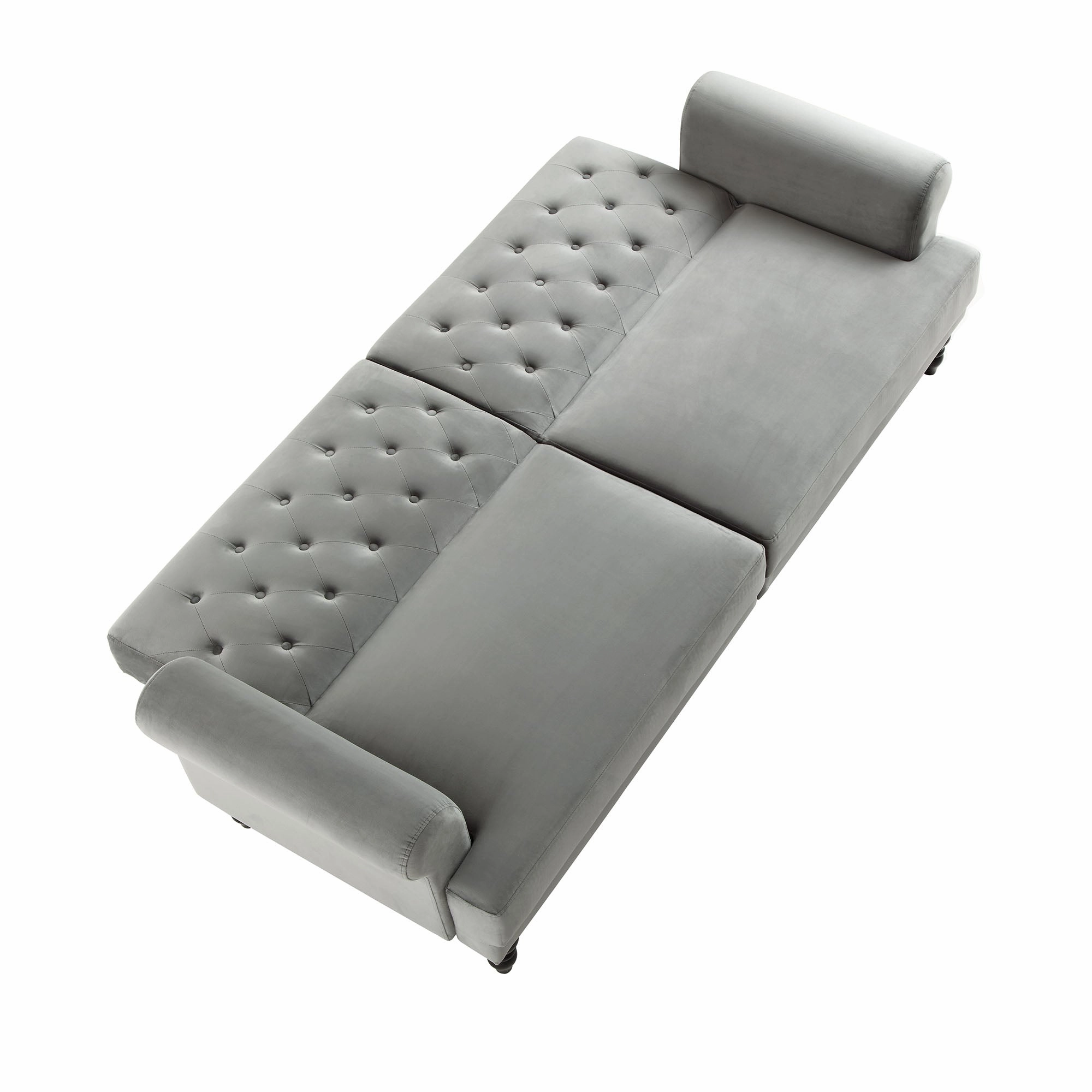 Hanney 3-Seater Chesterfield Sofabed in Grey Velvet