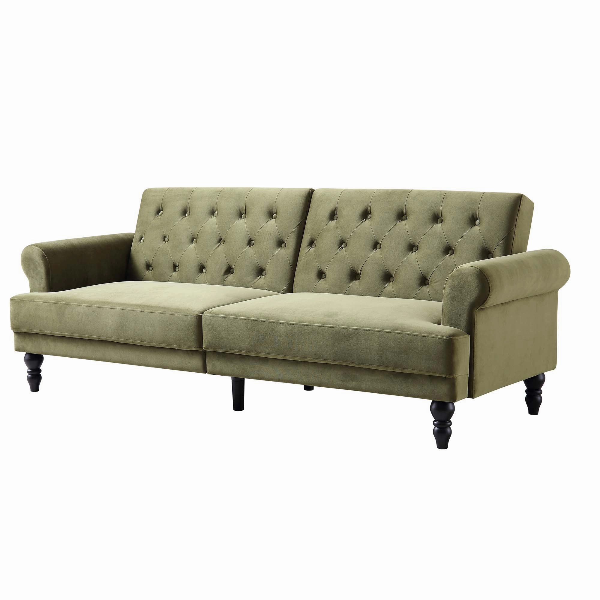 Hanney 3-Seater Chesterfield Sofabed in Moss Green Velvet