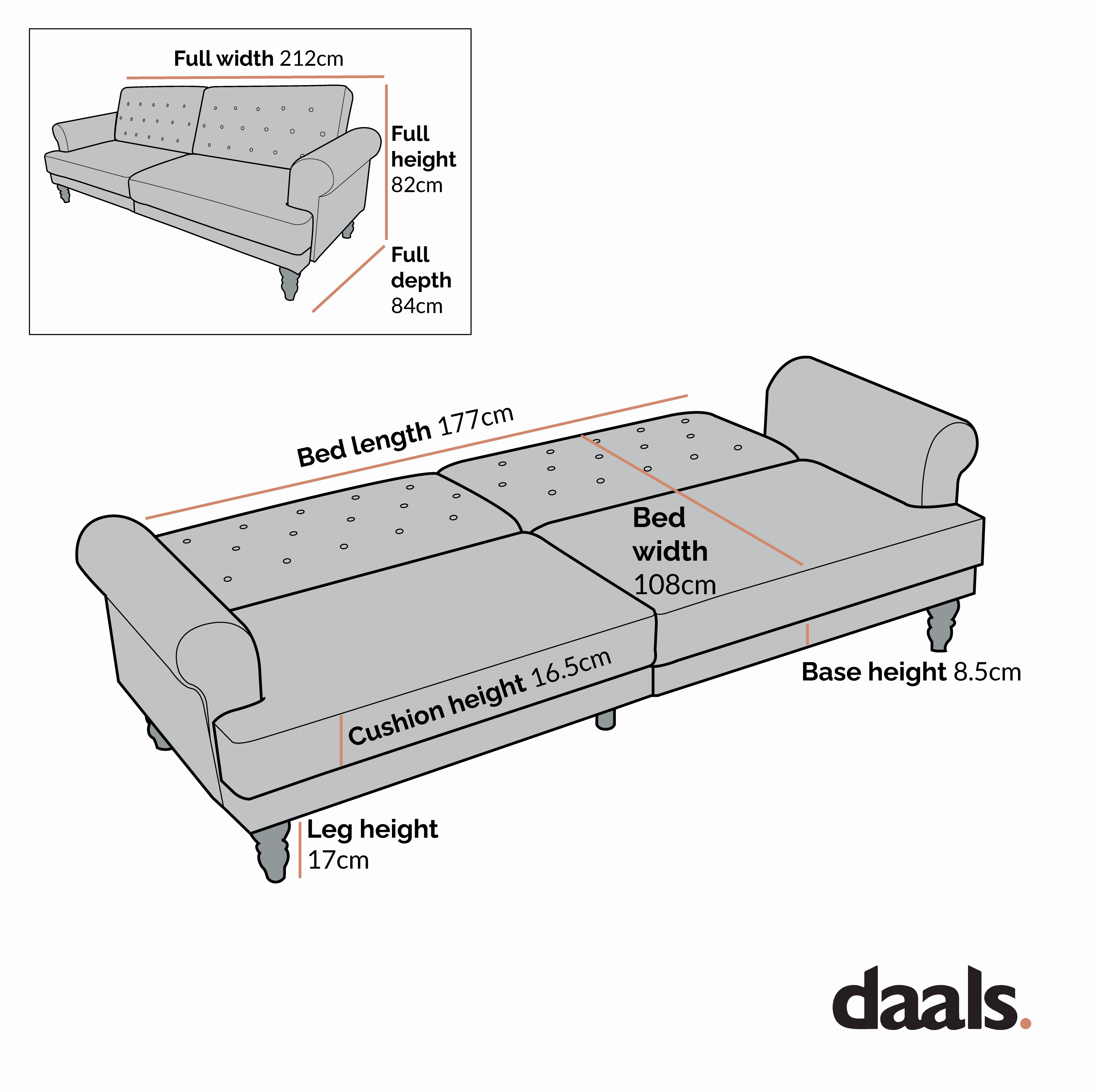 Hanney 3-Seater Chesterfield Sofabed in Teal Velvet