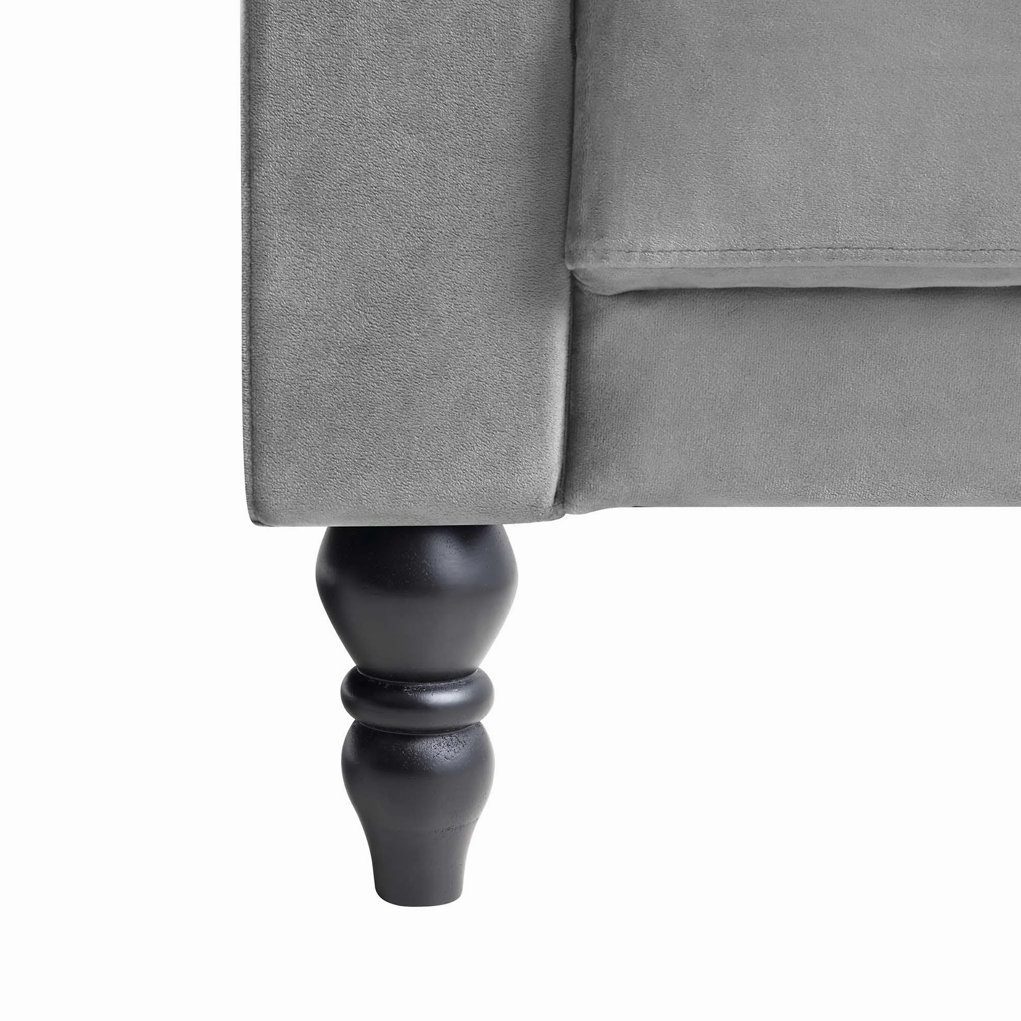 Hanney Chesterfield Chaise Sofabed in Grey Velvet