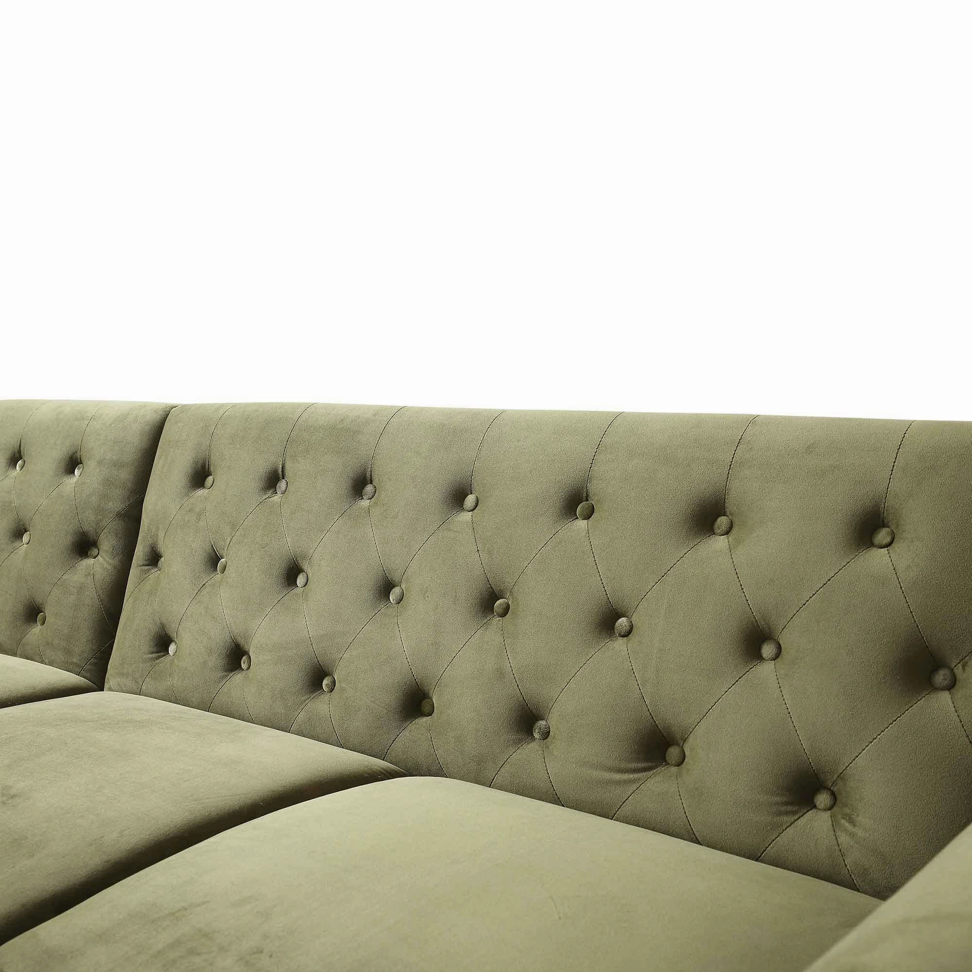 Hanney Chesterfield Chaise Sofabed in Moss Green Velvet