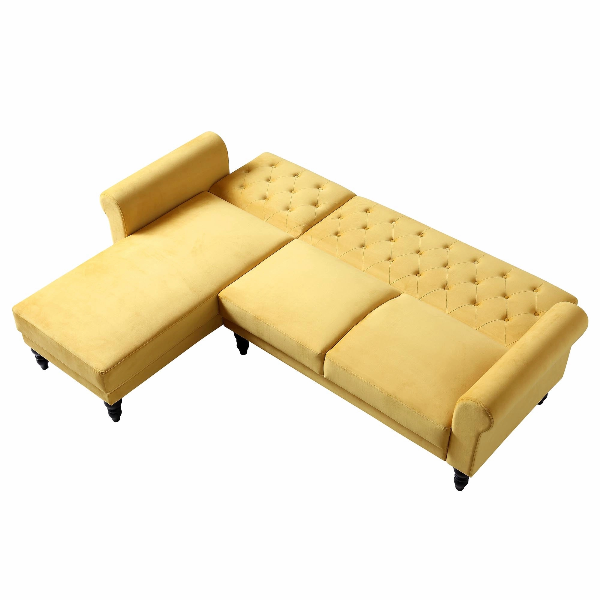 Hanney Chesterfield Chaise Sofabed in Mustard Yellow Velvet