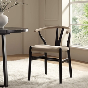 Hansel Padded Dining Chair, Taupe Velvet and Black Frame