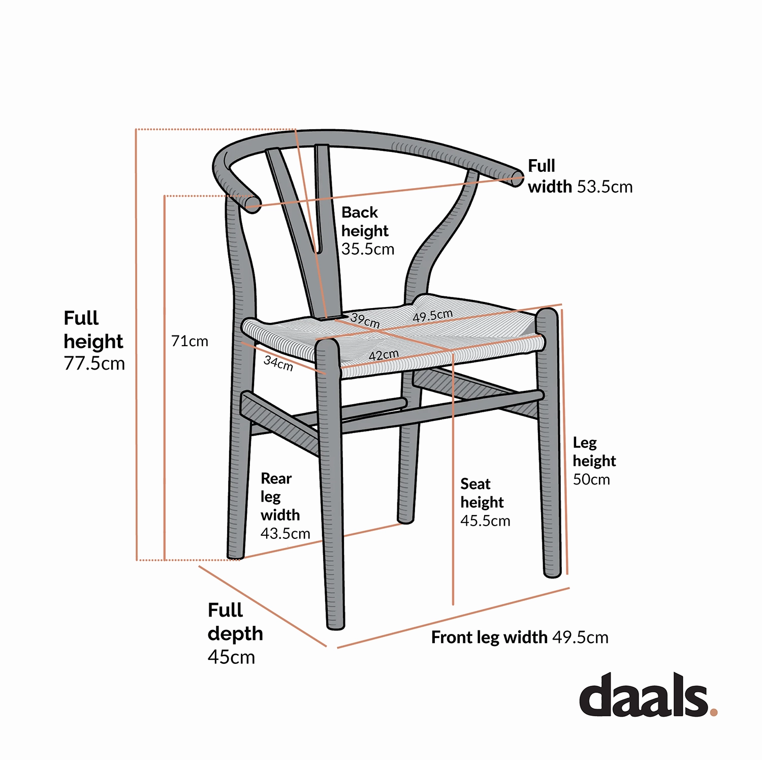 Hansel Wooden Natural Weave Dining Chair, Light Taupe Colour Frame