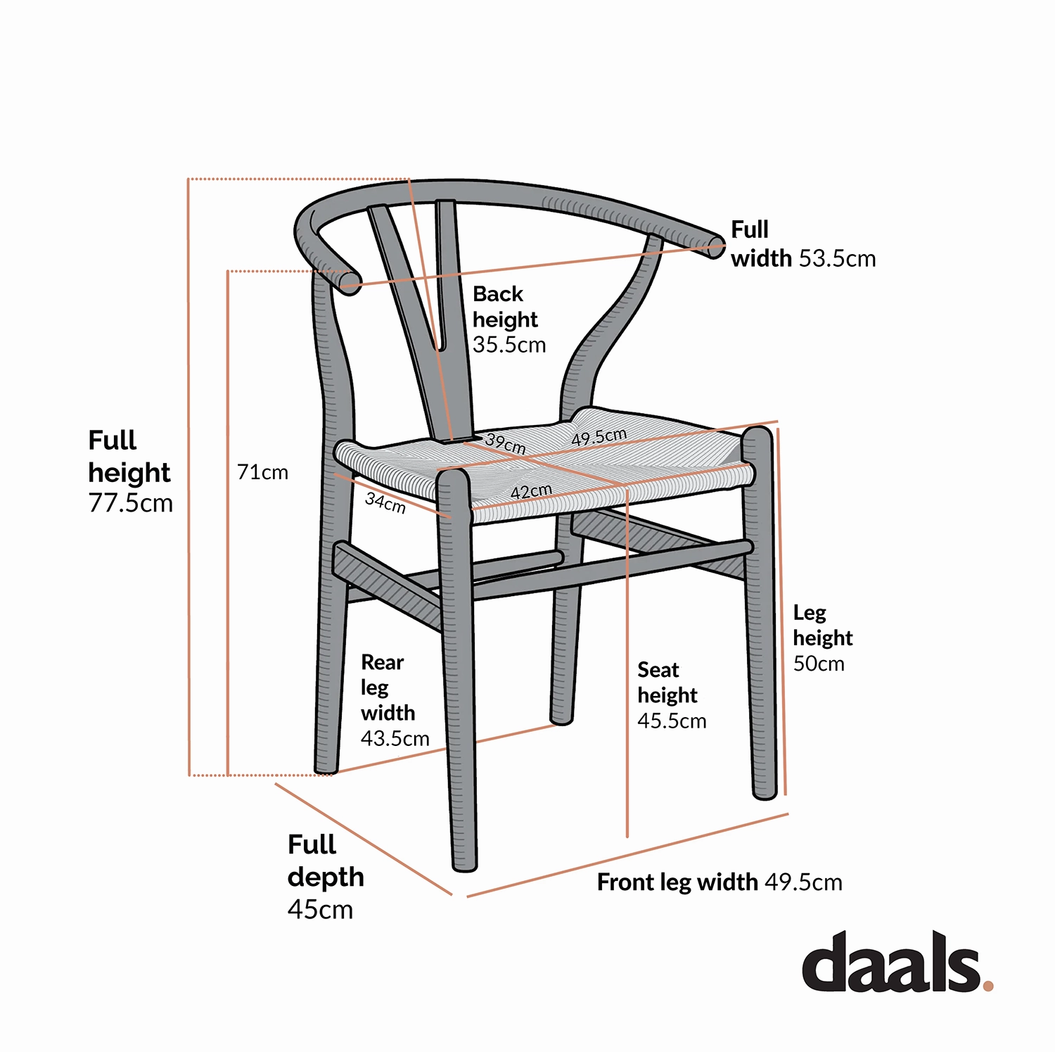 Hansel Wooden Natural Weave Dining Chair, Light Walnut Colour Frame