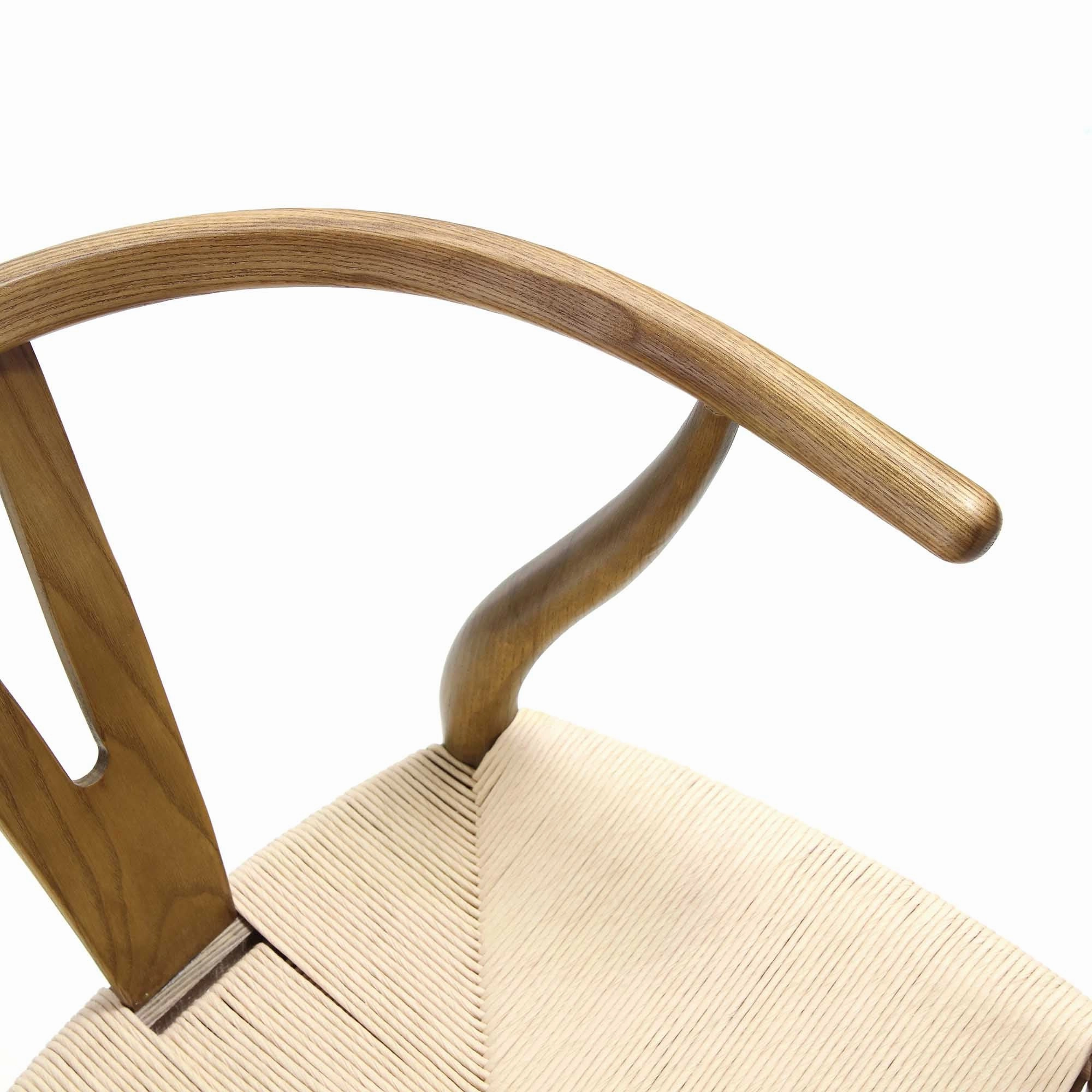 Hansel Wooden Natural Weave Dining Chair, Light Walnut Colour Frame