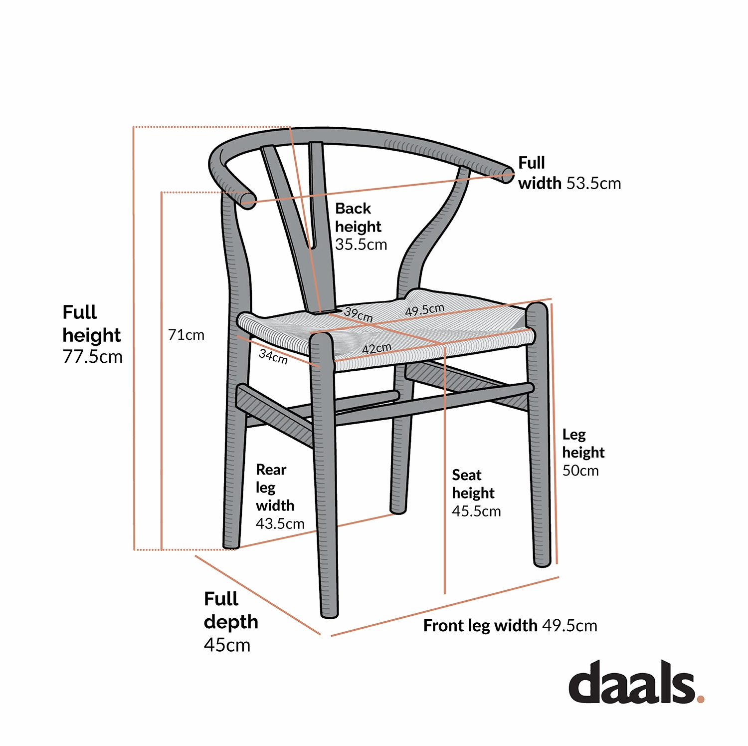Hansel Wooden Natural Weave Dining Chair, Natural Colour Frame
