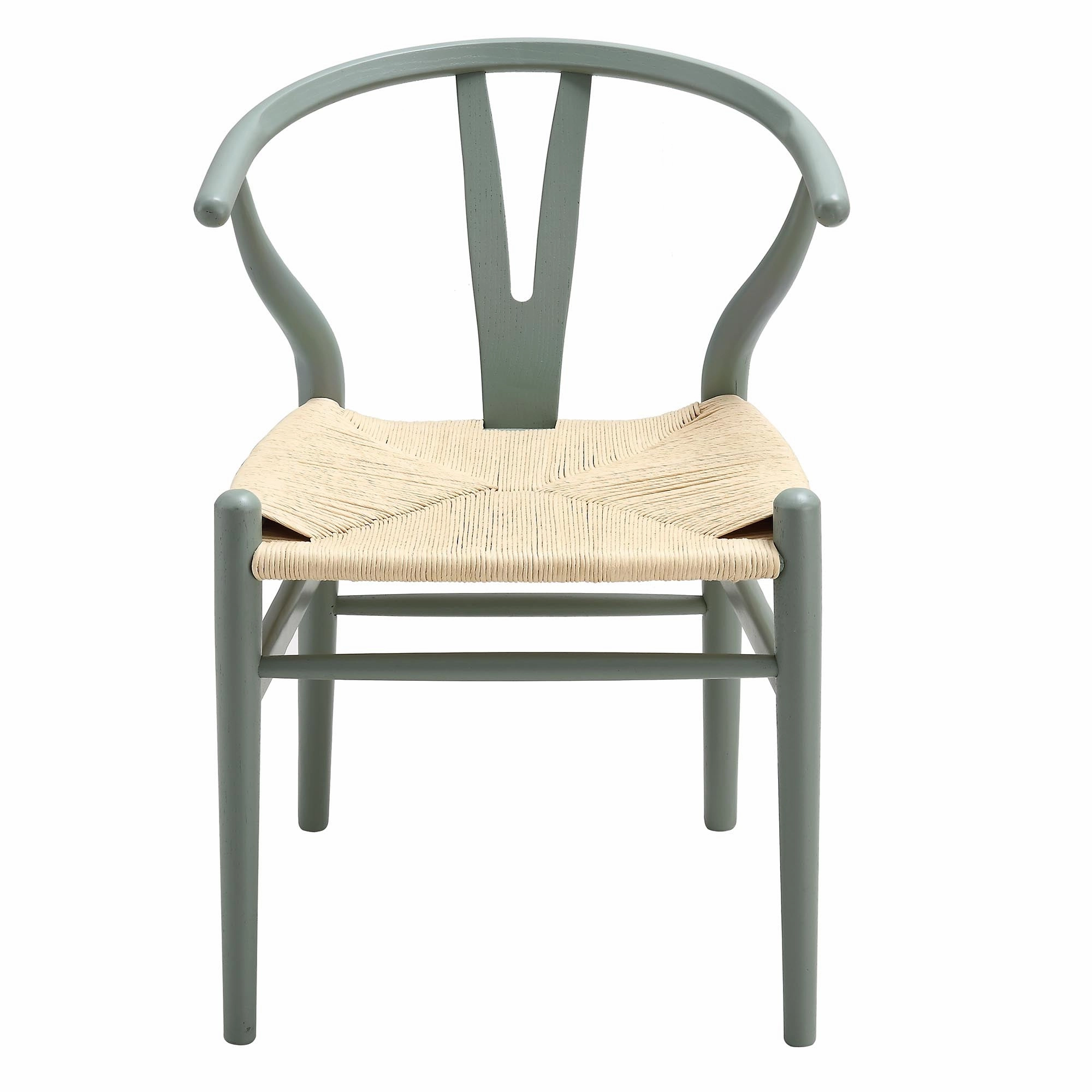Hansel Wooden Natural Weave Dining Chair, Sage Green Colour Frame