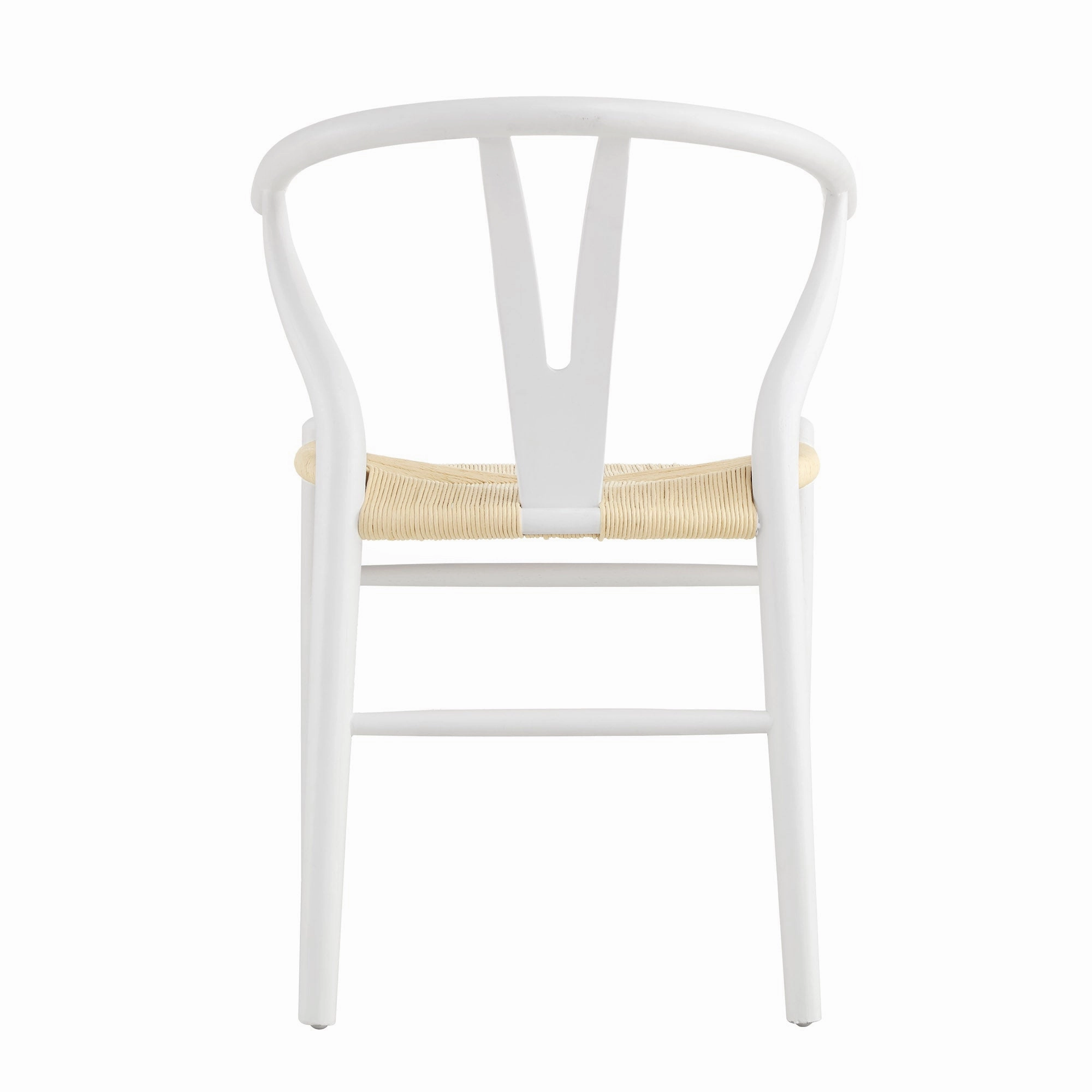 Hansel Wooden Natural Weave Dining Chair, White Colour Frame
