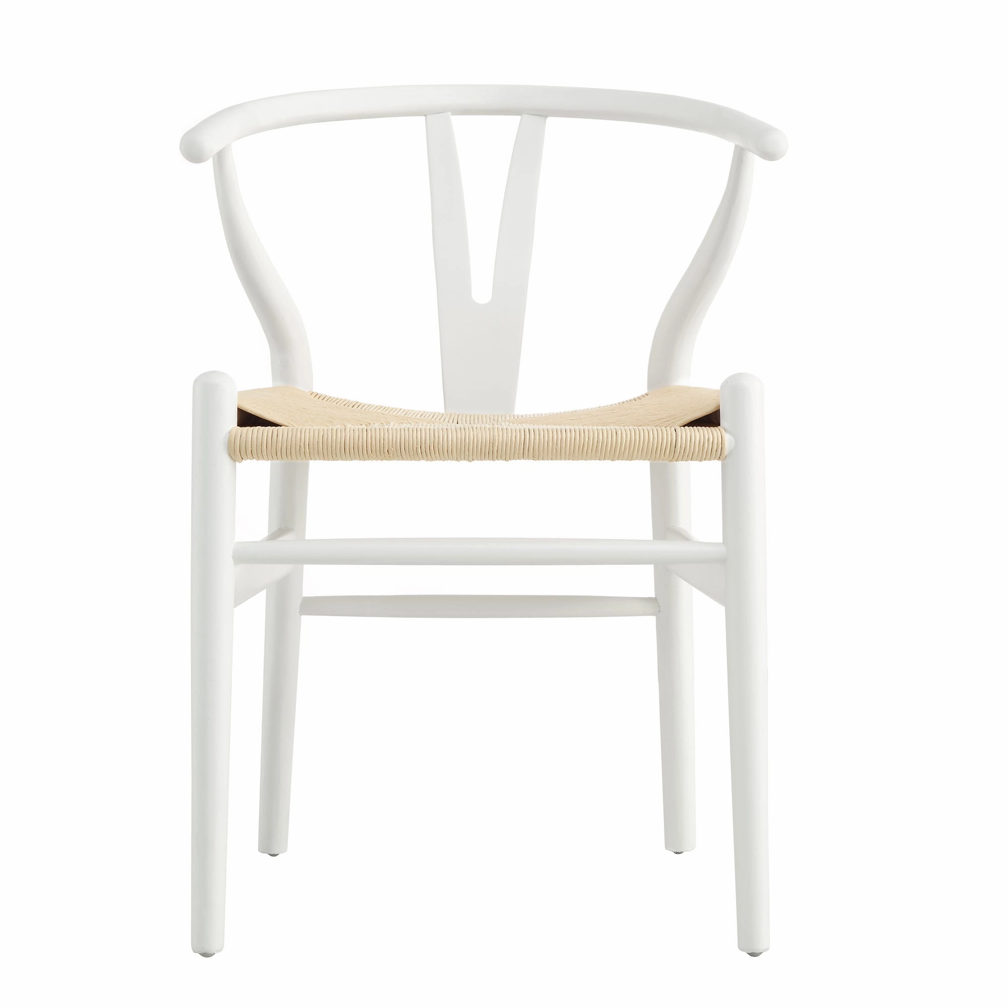 Hansel Wooden Natural Weave Dining Chair, White Colour Frame