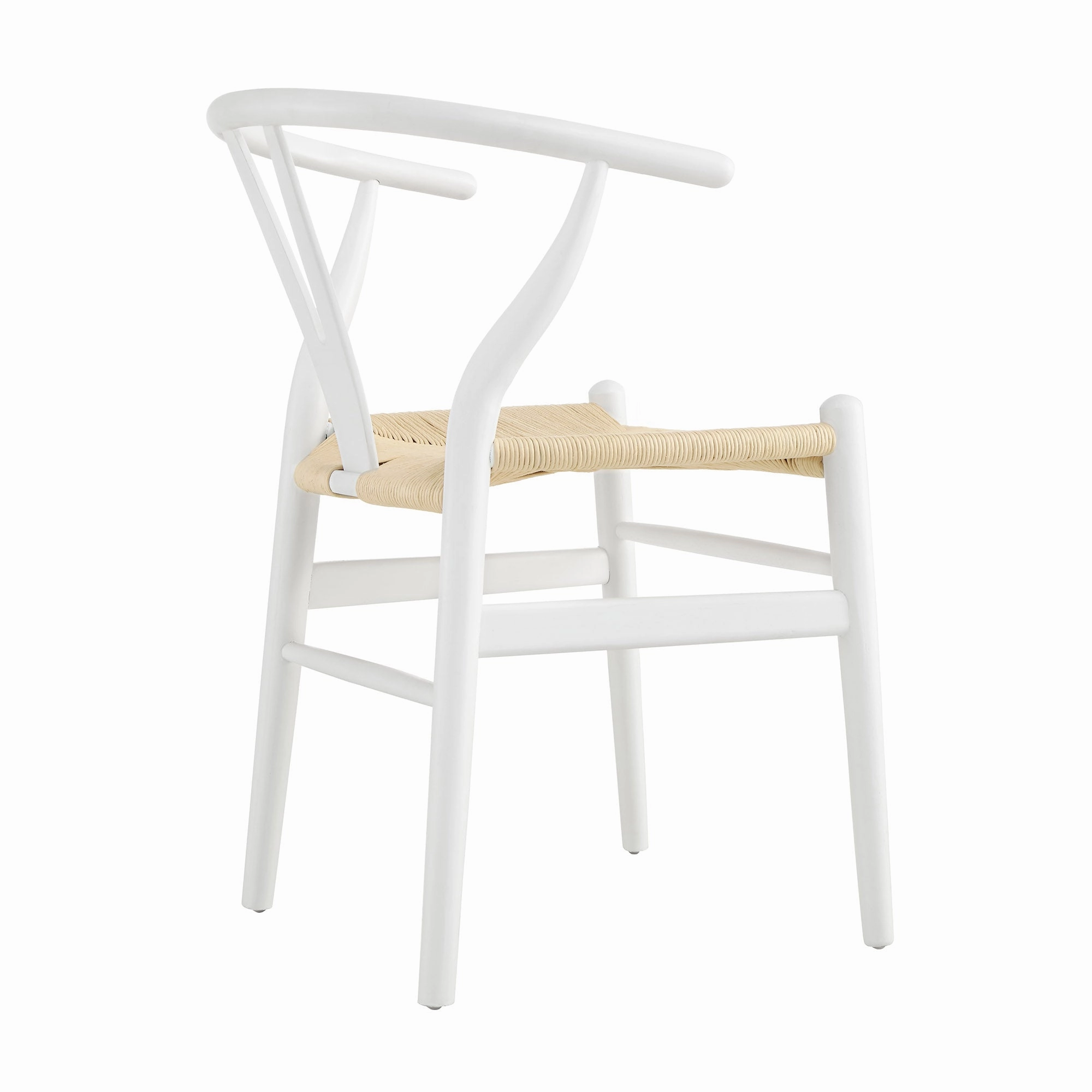 Hansel Wooden Natural Weave Dining Chair, White Colour Frame