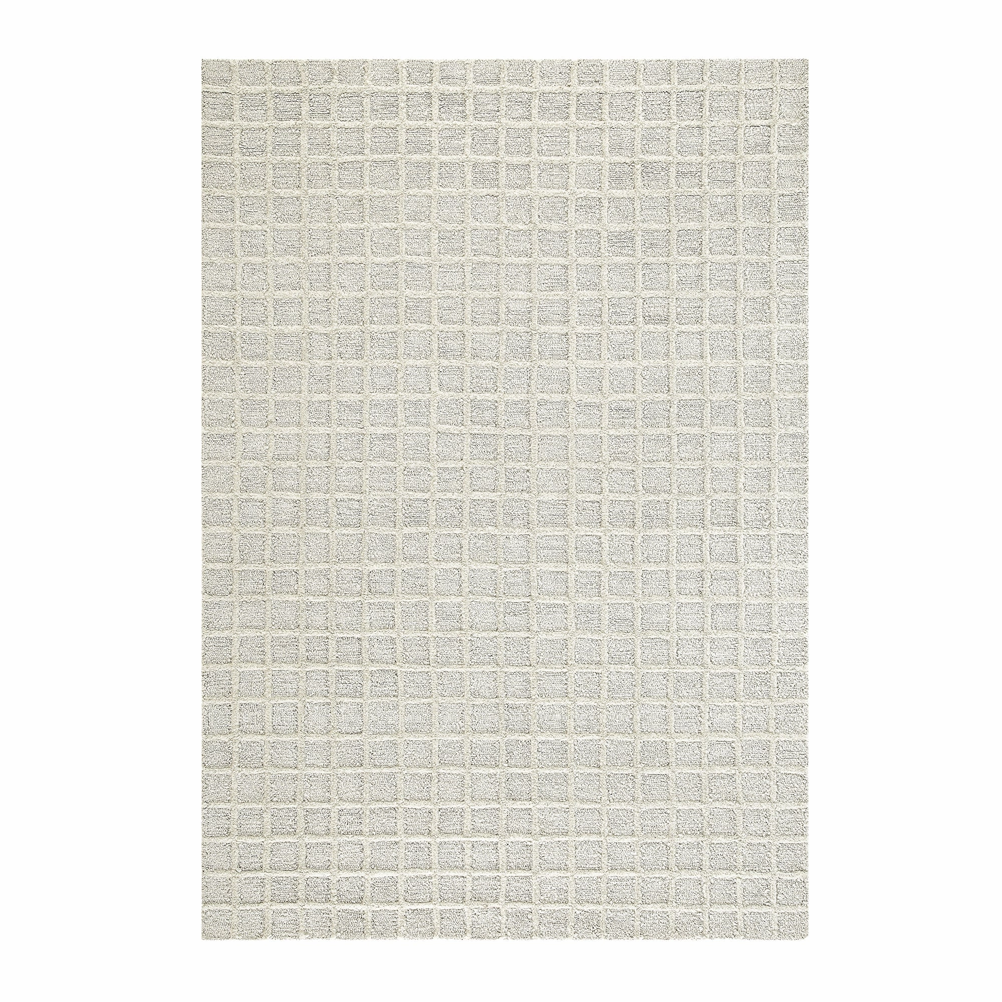 Harlem Cream Wool and Jute Checkered Hand Tufted Rectangular Rug