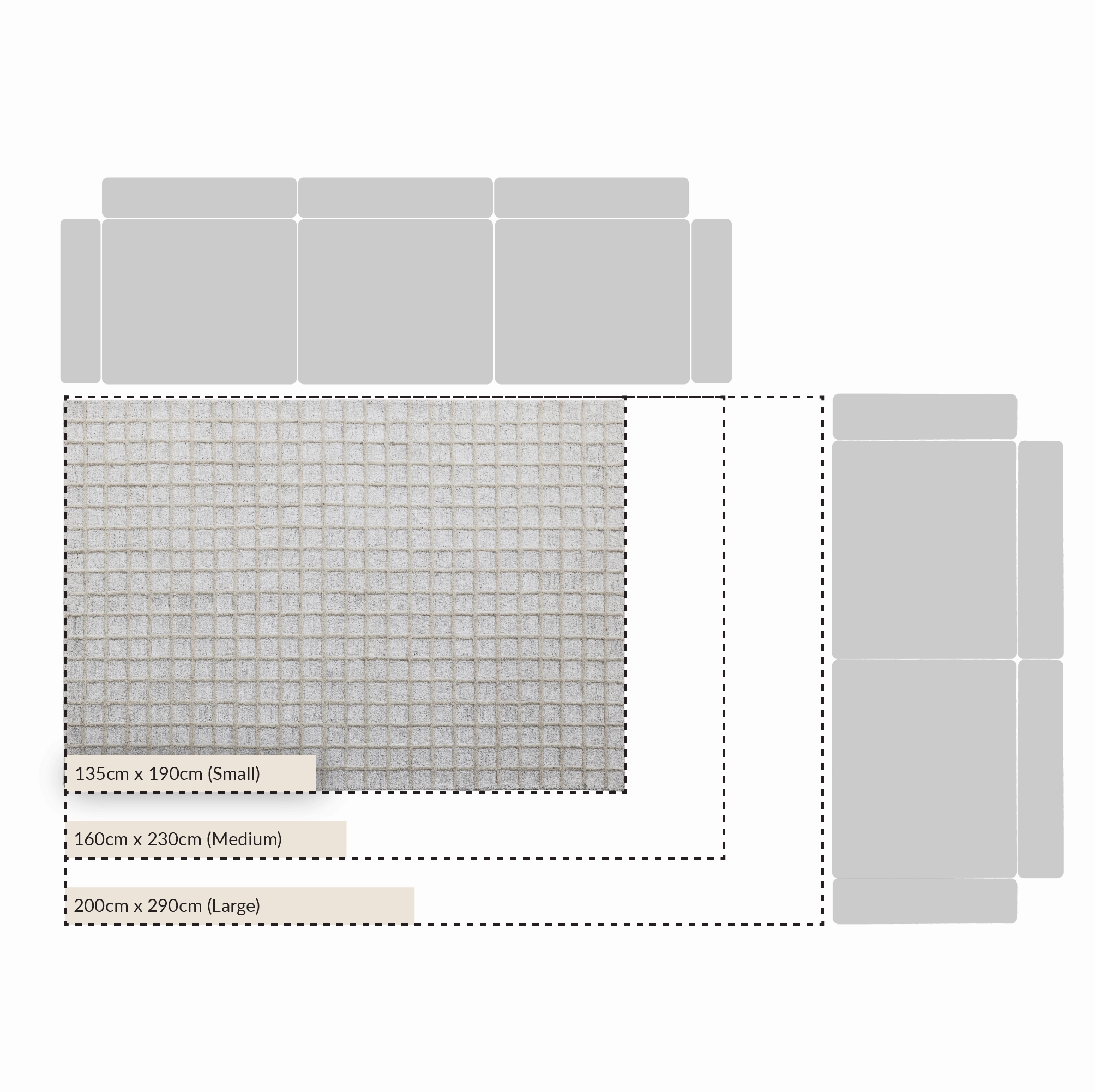 Harlem Cream Wool and Jute Checkered Hand Tufted Rectangular Rug