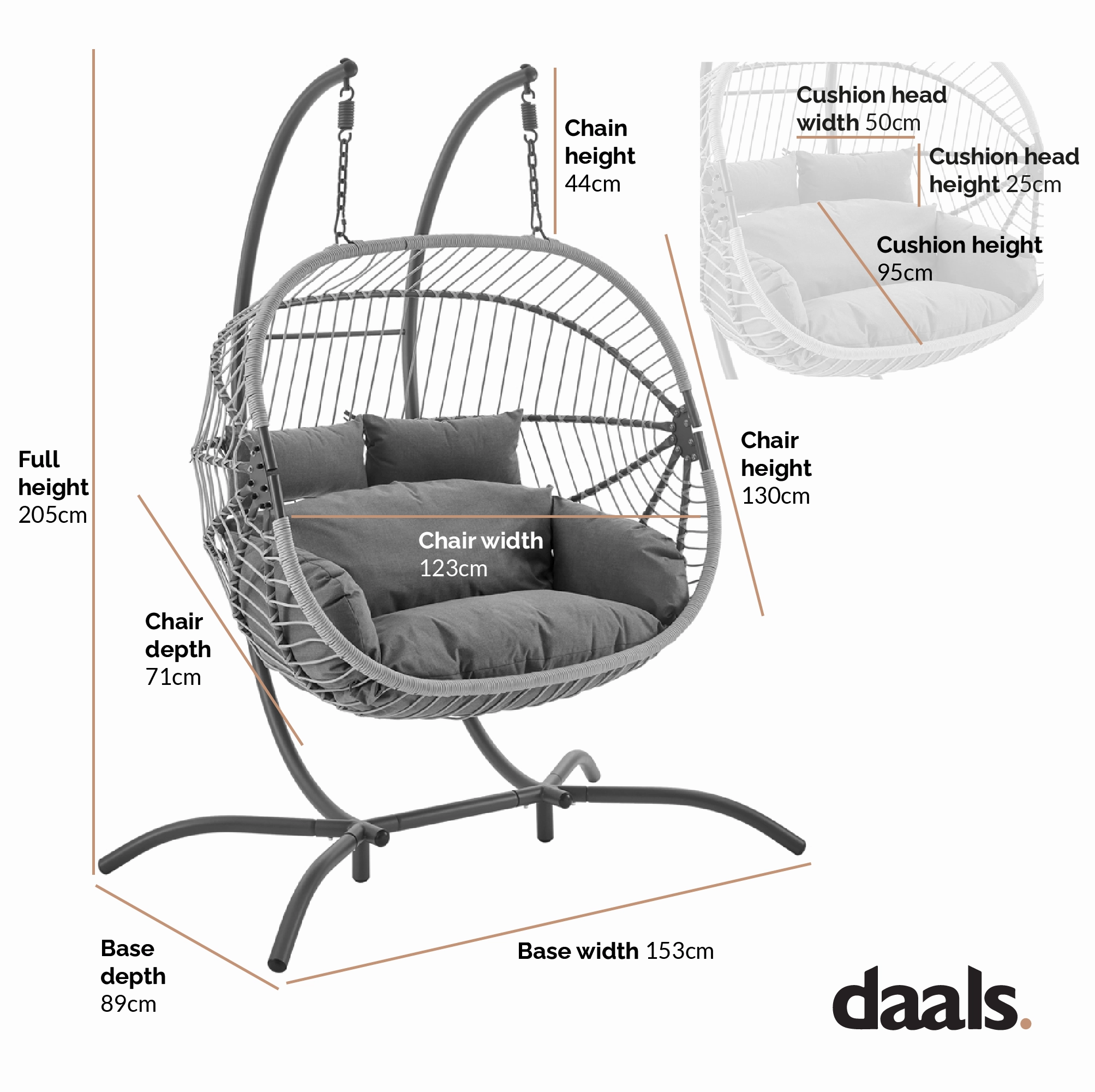 Harrington Rattan   Rope Indoor Outdoor DOUBLE Hanging Chair