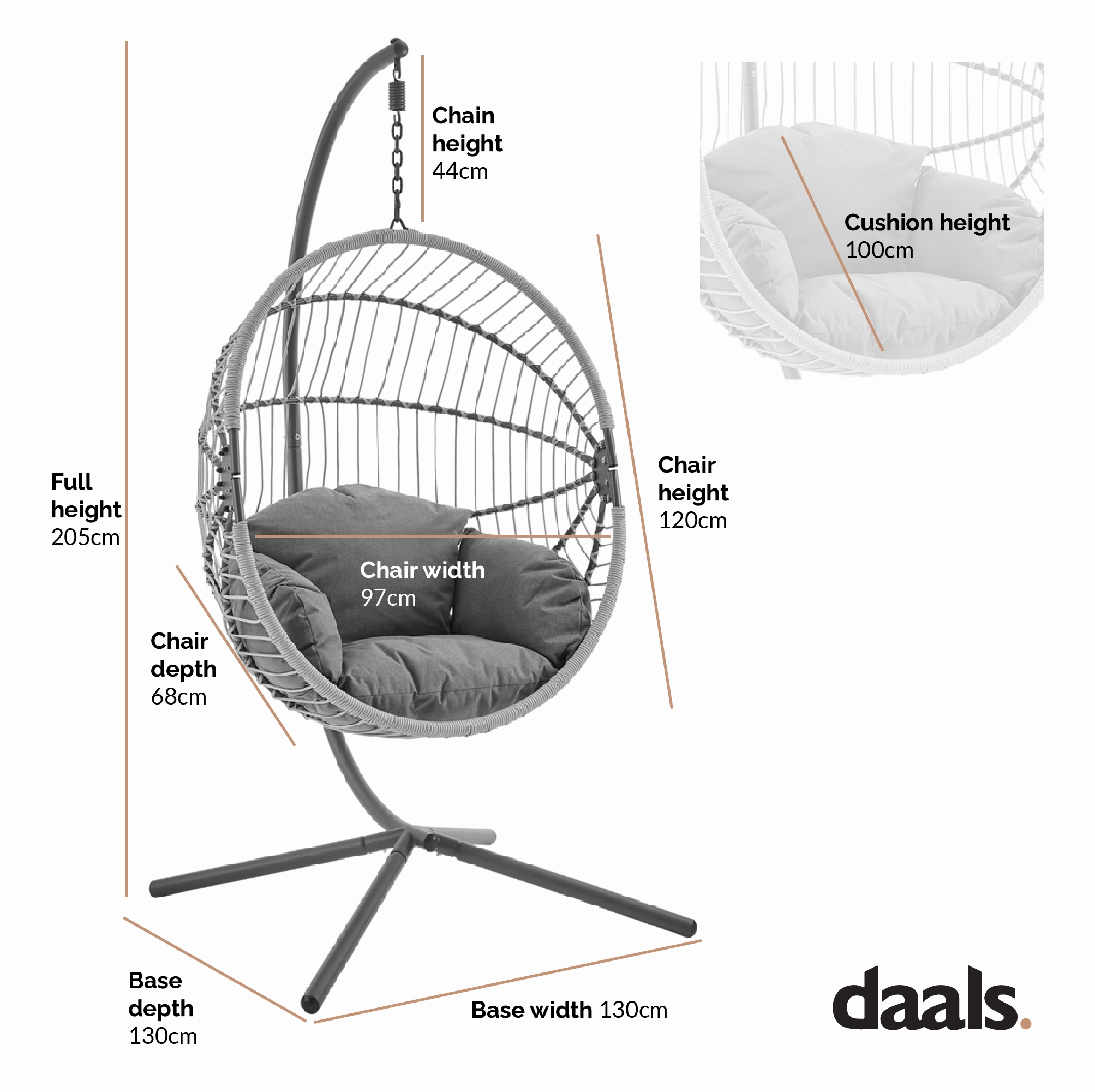 Harrington Rattan   Rope Indoor Outdoor SINGLE Hanging Chair