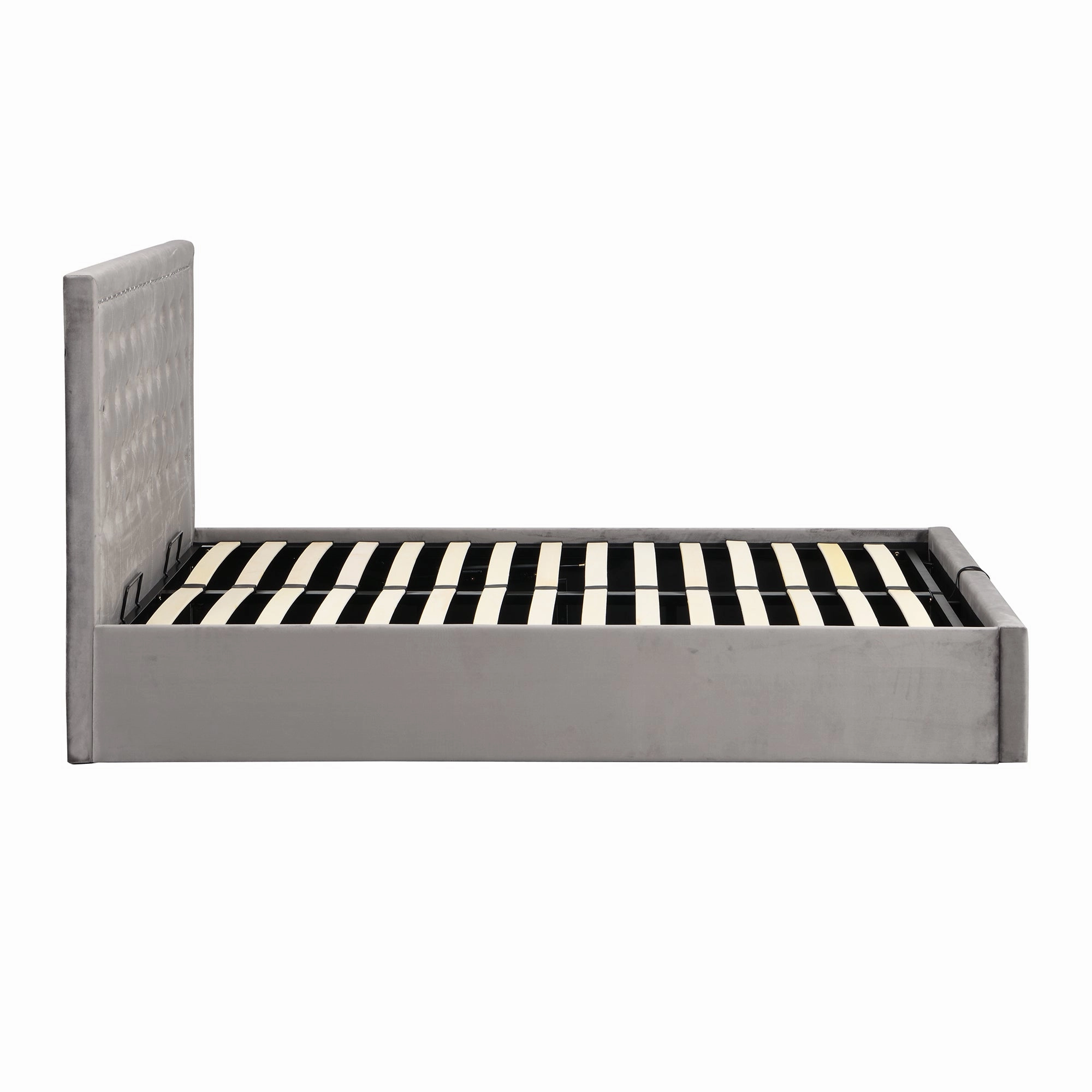Hartwell Upholstered Ottoman Storage Bed with Nailhead Trim Headboard (Grey Velvet)