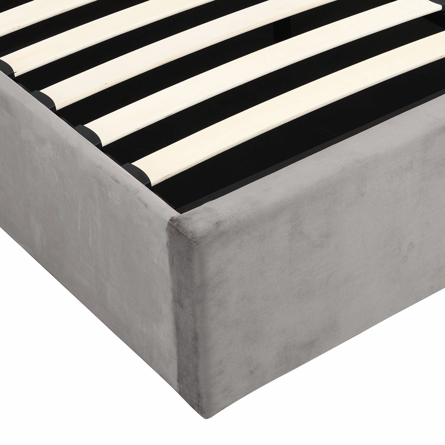 Hartwell Upholstered Ottoman Storage Bed with Nailhead Trim Headboard (Grey Velvet)