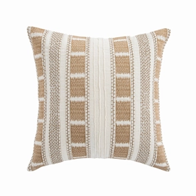 Hattie Light Taupe Embroidered 100% Linen Cushion