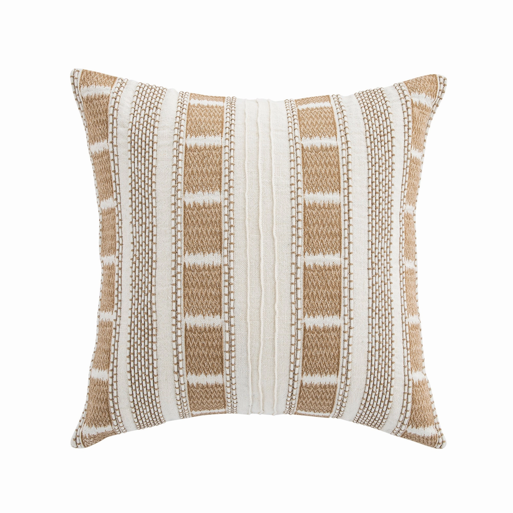 Hattie Light Taupe Embroidered 100% Linen Cushion