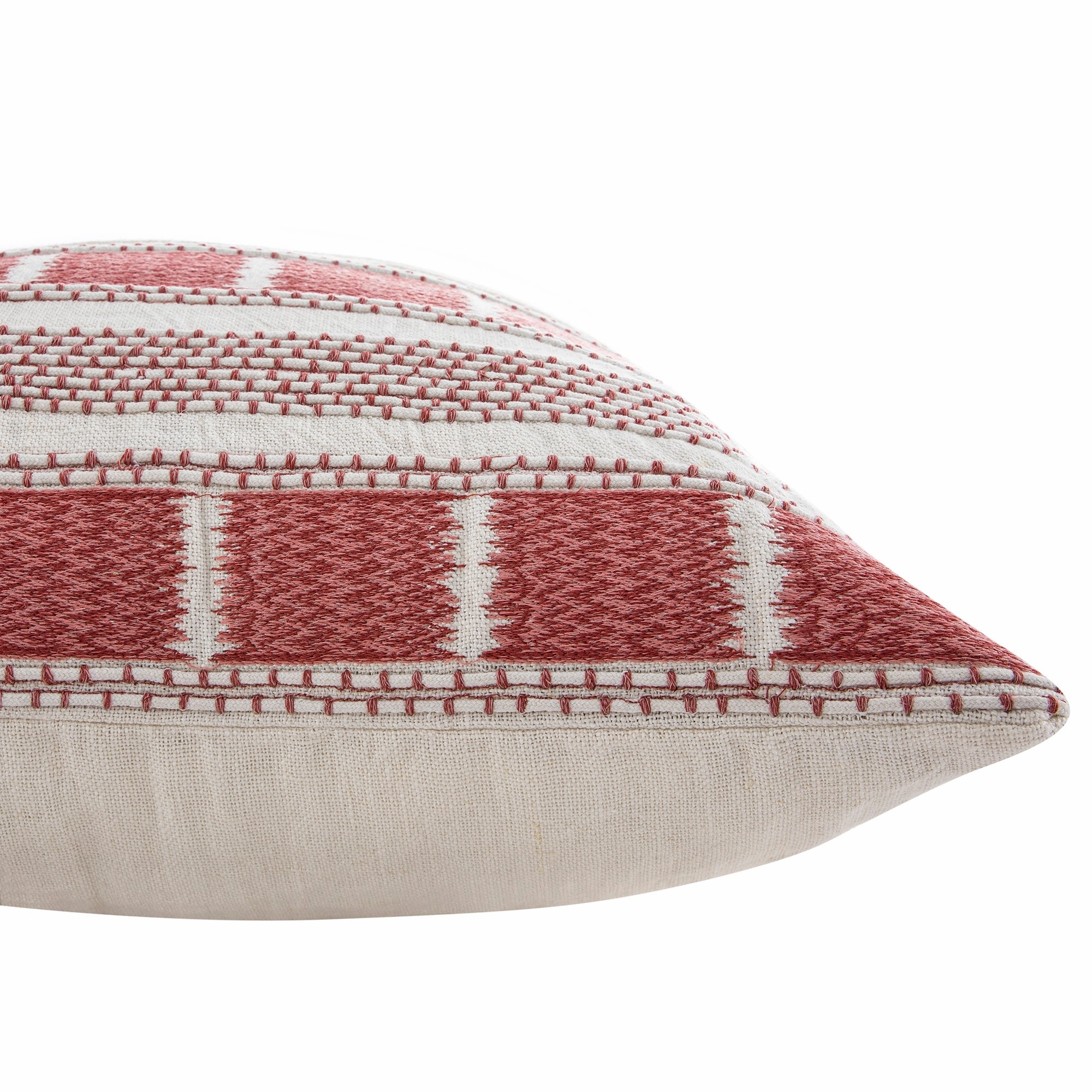 Hattie Pink Embroidered 100% Linen Cushion