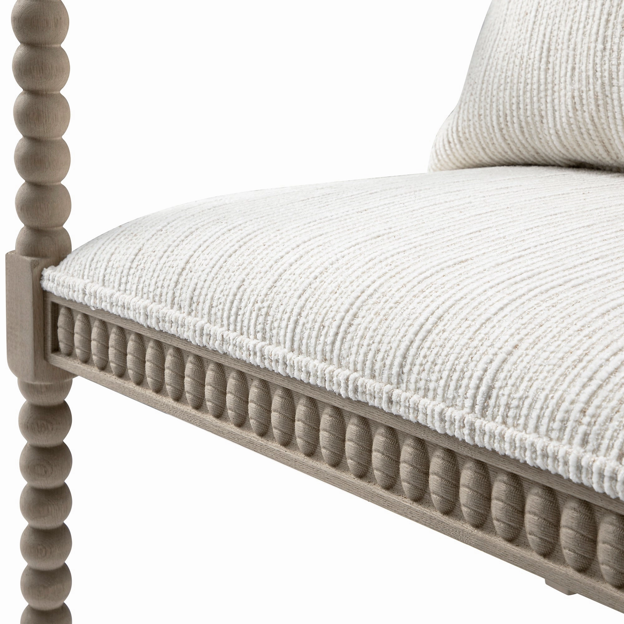 Hemingford Beige Textured Fabric Bobbin Washed Oak Armchair
