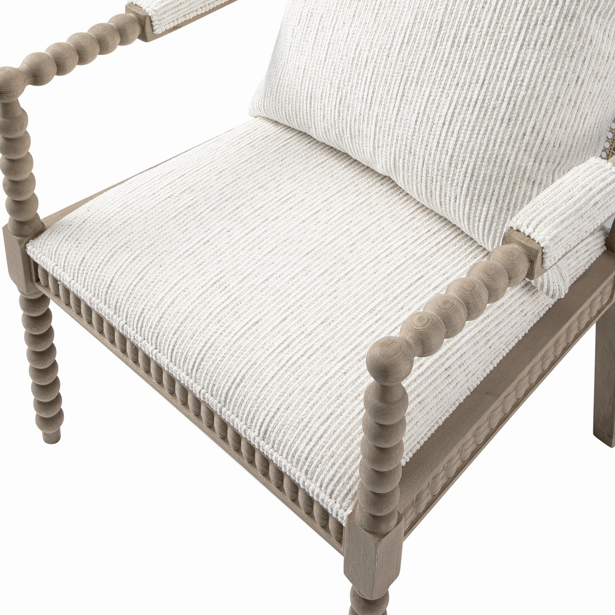 Hemingford Beige Textured Fabric Bobbin Washed Oak Armchair