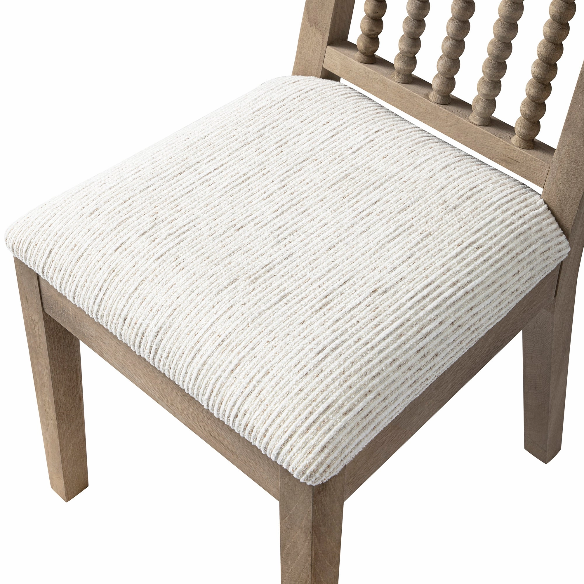 Hemingford Set of 2 Beige Textured Fabric Bobbin Spindle Washed Oak Dining Chairs