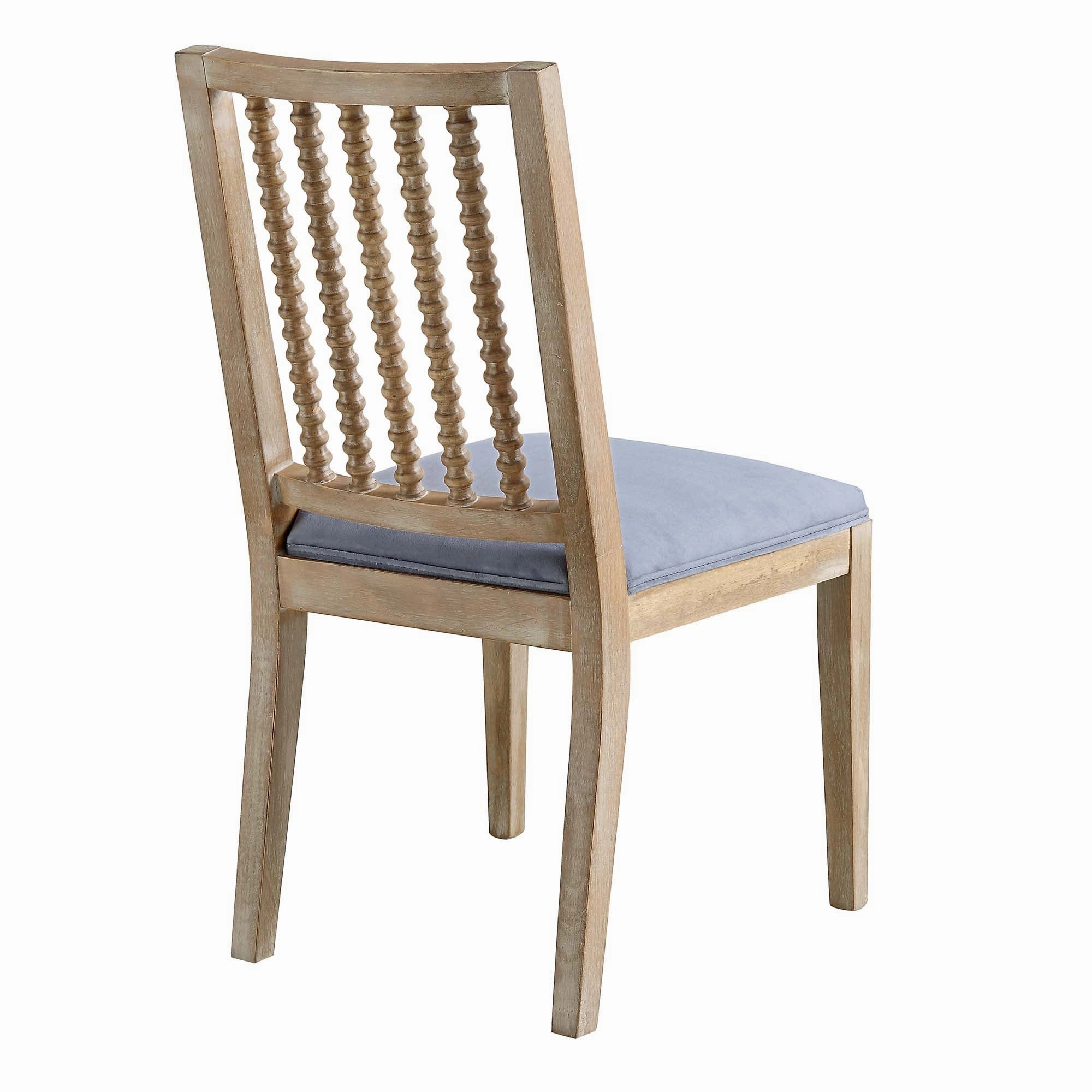 Hemingford Set of 2 Blue Grey Velvet Bobbin Spindle Dining Chair