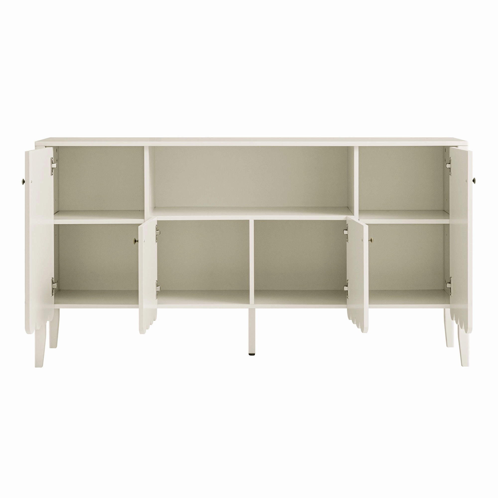 Henley Scalloped Edge 150cm Wide Sideboard with Open Shelf, Light Sand