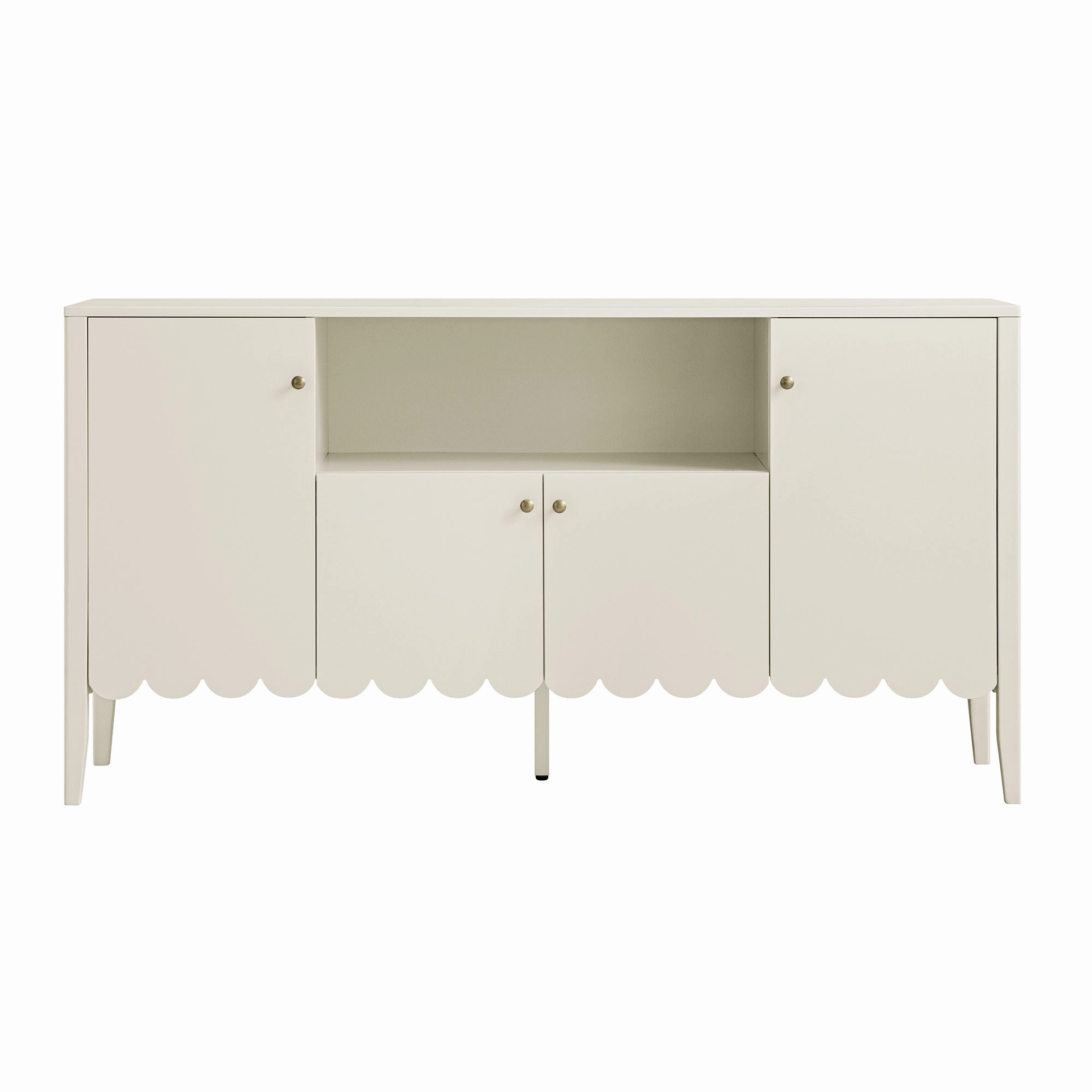 Henley Scalloped Edge 150cm Wide Sideboard with Open Shelf, Light Sand