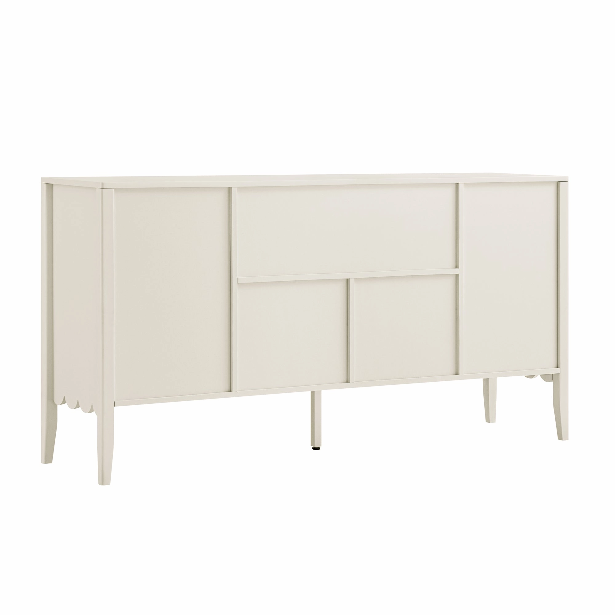 Henley Scalloped Edge 150cm Wide Sideboard with Open Shelf, Light Sand