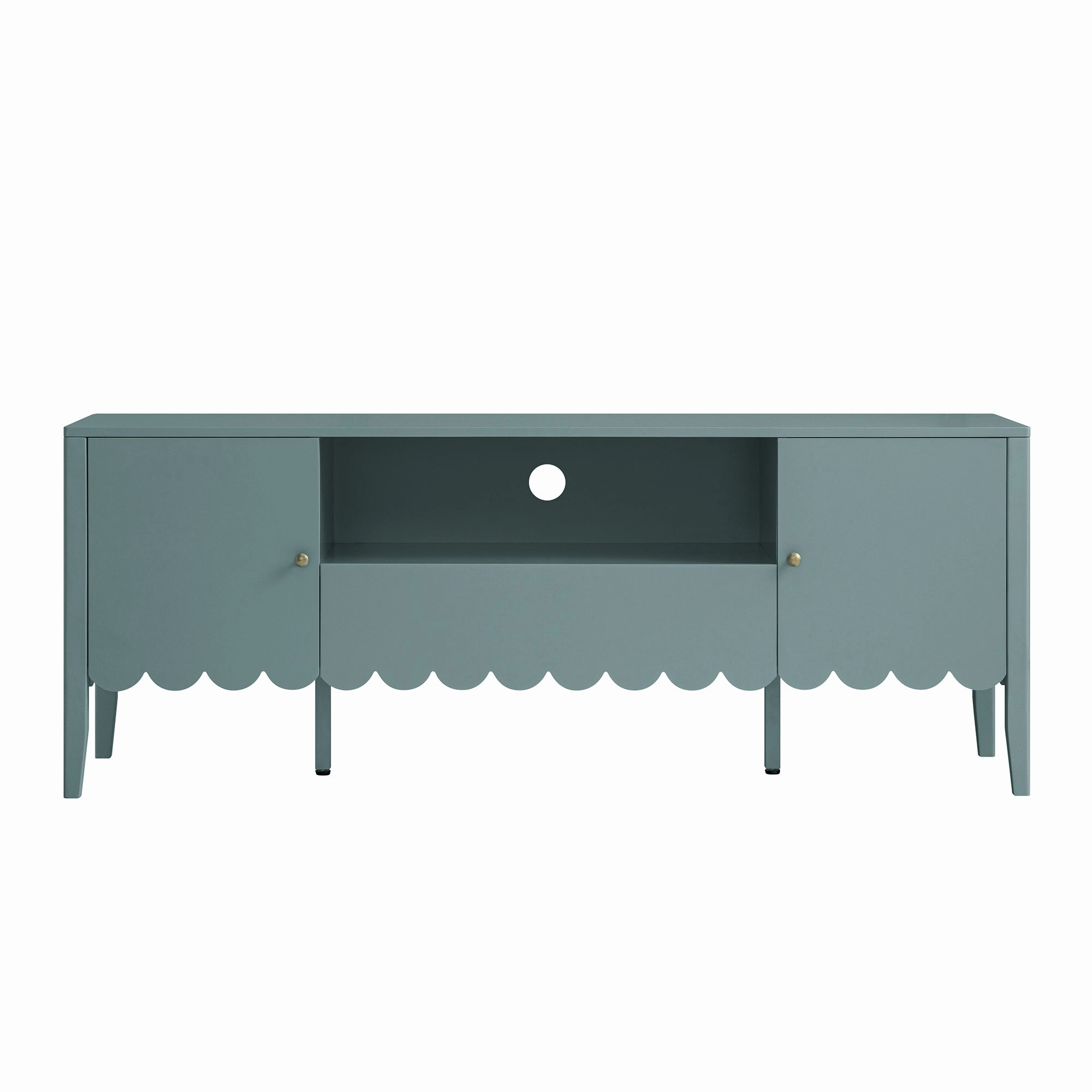 Henley Scalloped Edge 150cm Wide TV Unit, Blue Spruce