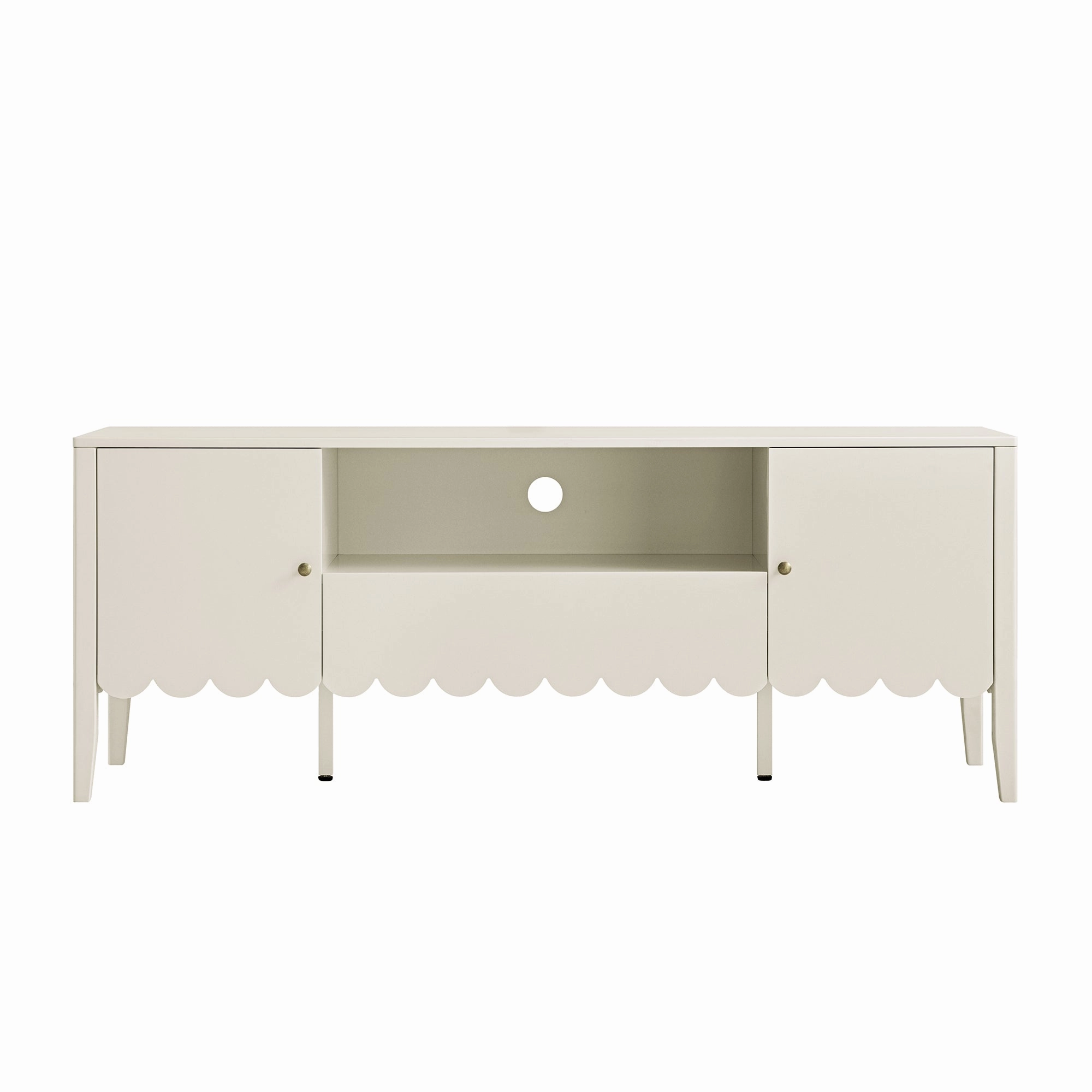 Henley Scalloped Edge 150cm Wide TV Unit, Light Sand